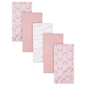5-Pack Baby Girls Pink Rainbow Flannel Receiving Blankets Gerber Childrenswea