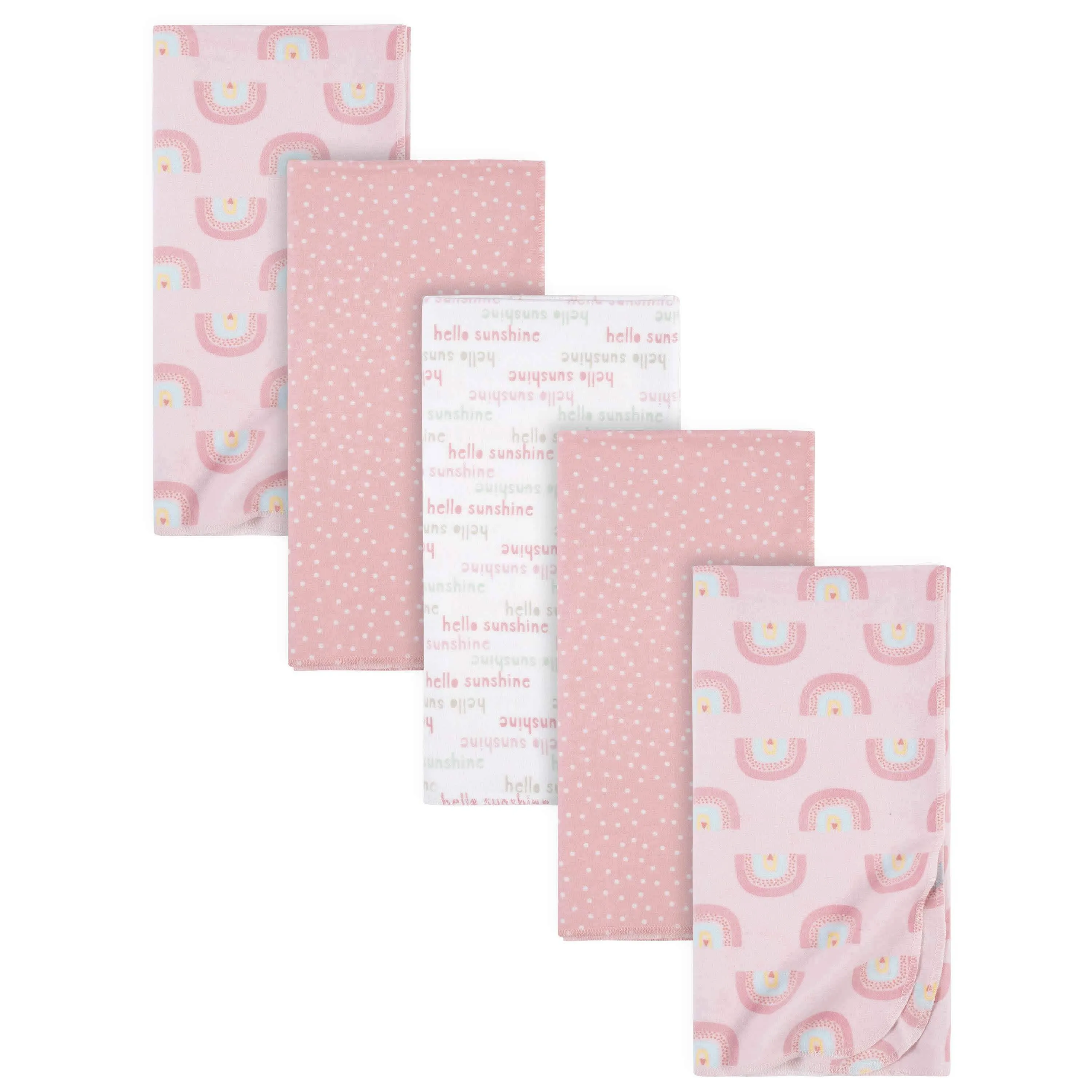 5-Pack Baby Girls Pink Rainbow Flannel Receiving Blankets Gerber Childrenswea
