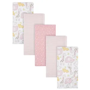 5-Pack Baby Girls Pink Safari Flannel Receiving Blankets Gerber Childrenswea