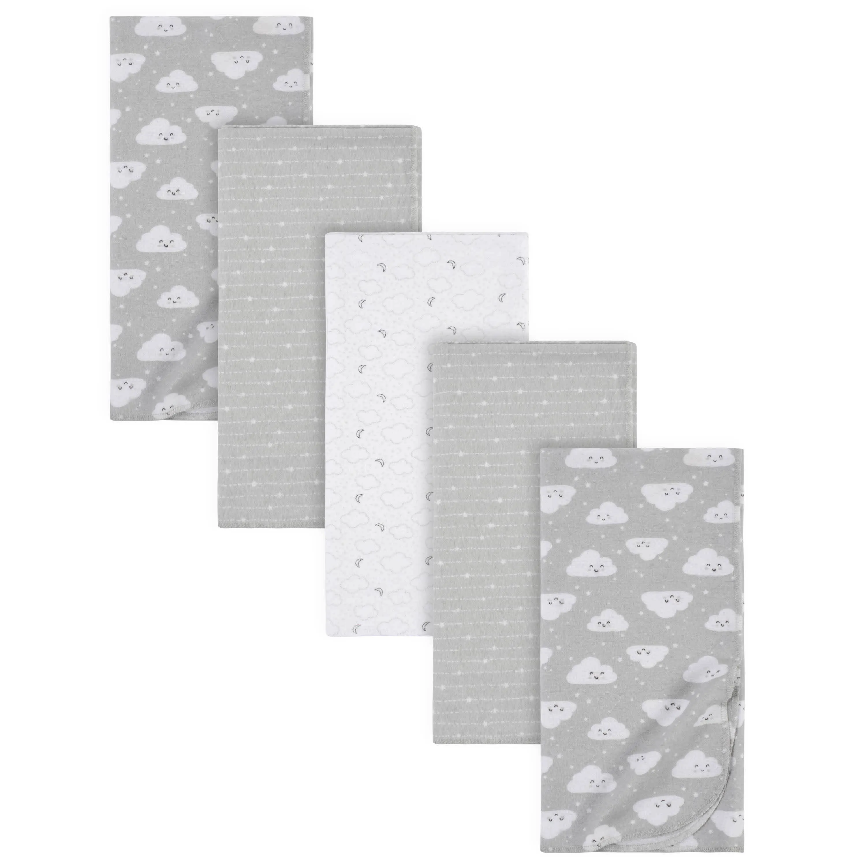 5-Pack Baby Neutral Clouds Flannel Receiving Blankets Gerber Childrenswea