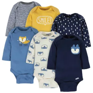 6-Pack Baby Boys Fox Long Sleeve Onesies Bodysuits Gerber Childrenswea
