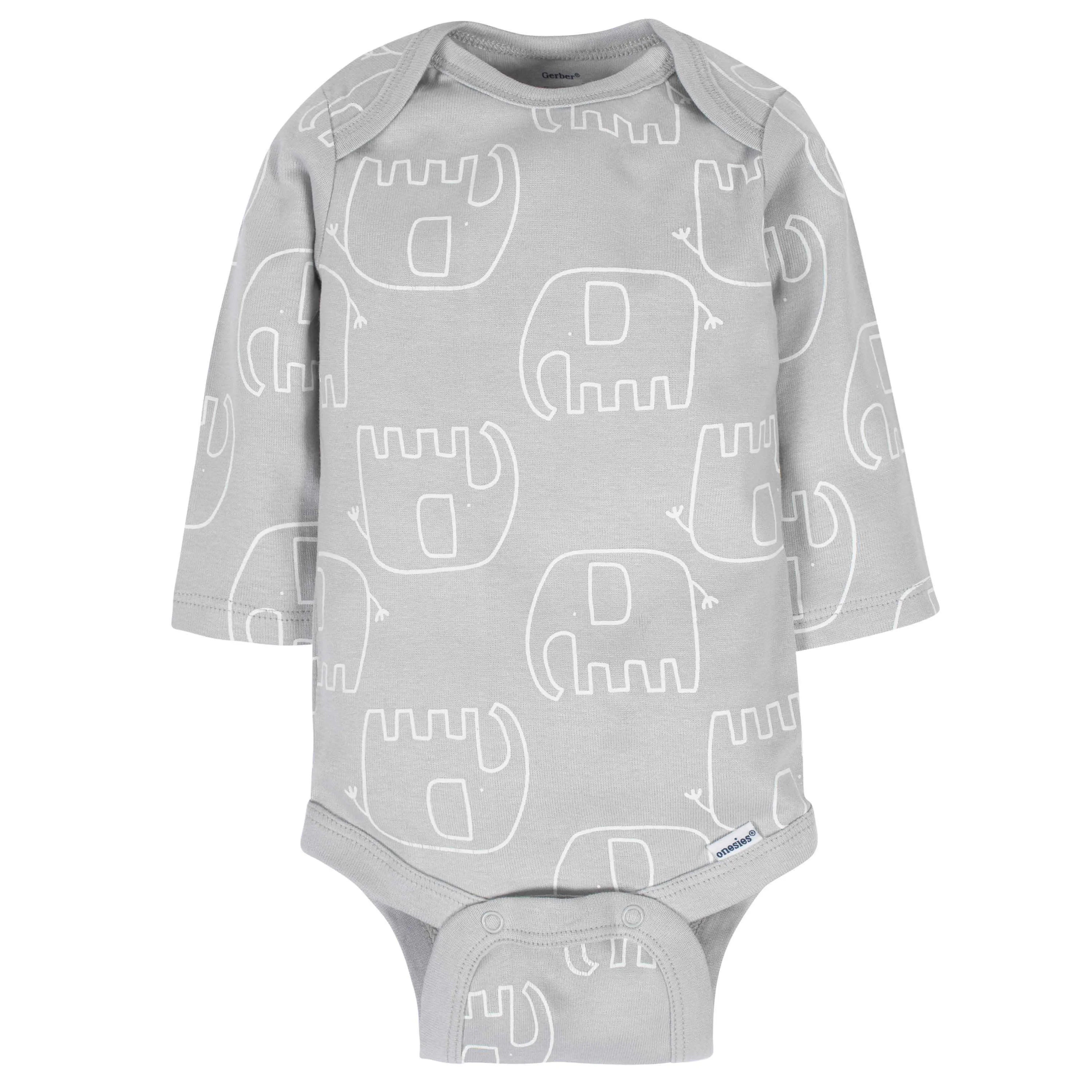 6-Pack Baby Neutral Animals Long Sleeve Onesies Bodysuits Gerber Childrenswea