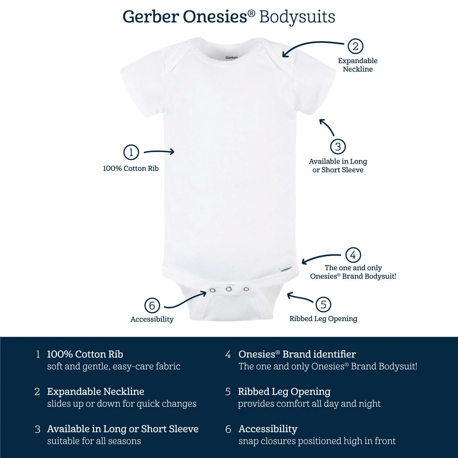 6-Pack Baby Neutral Sheep Long Sleeve Onesies Bodysuits Gerber Childrenswea