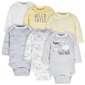 6-Pack Baby Neutral Sheep Long Sleeve Onesies Bodysuits Gerber Childrenswea