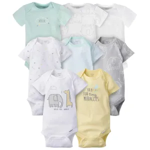 8-pack Baby Neutral Animals Short Sleeve Onesies Bodysuits Gerber Childrenswea