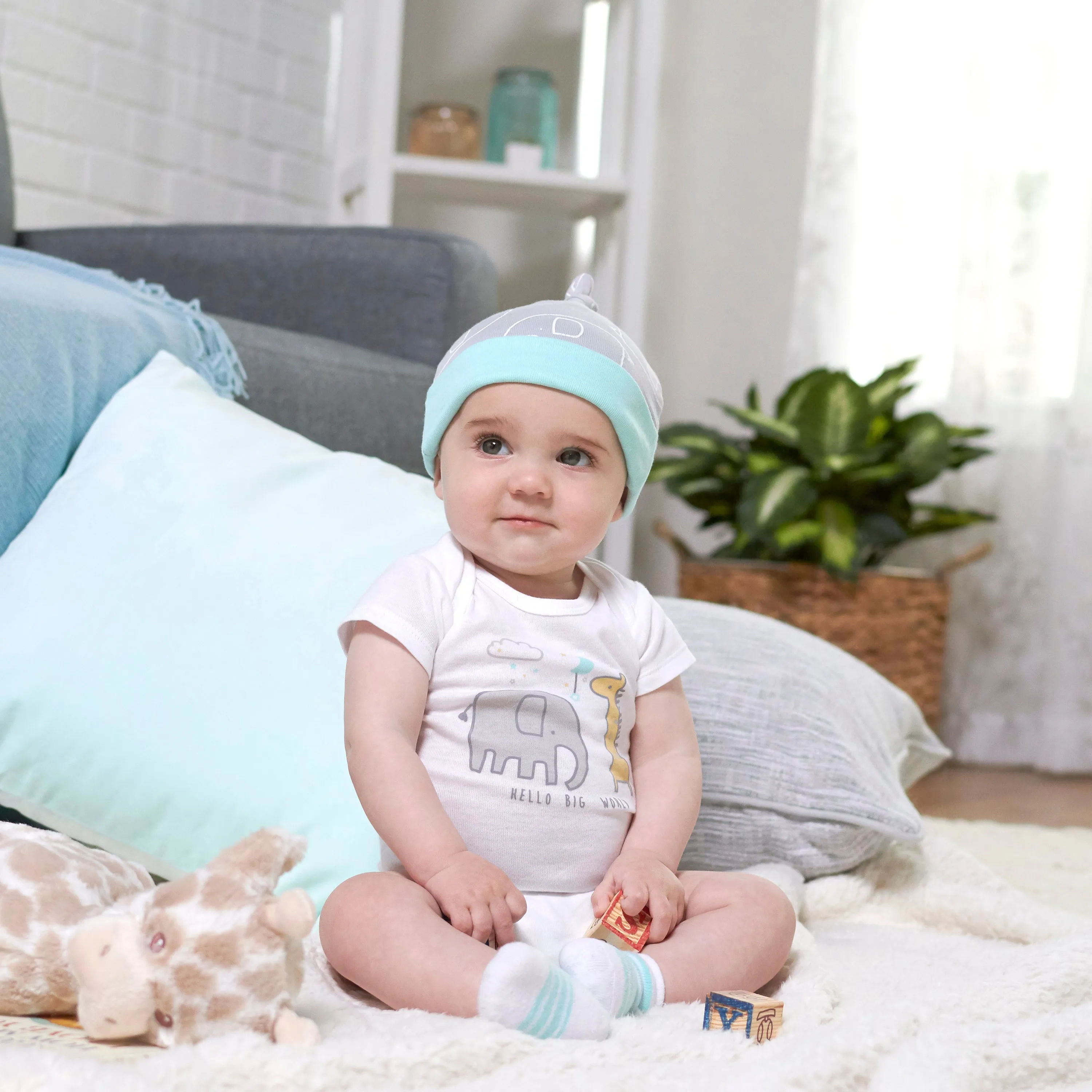 8-pack Baby Neutral Animals Short Sleeve Onesies Bodysuits Gerber Childrenswea