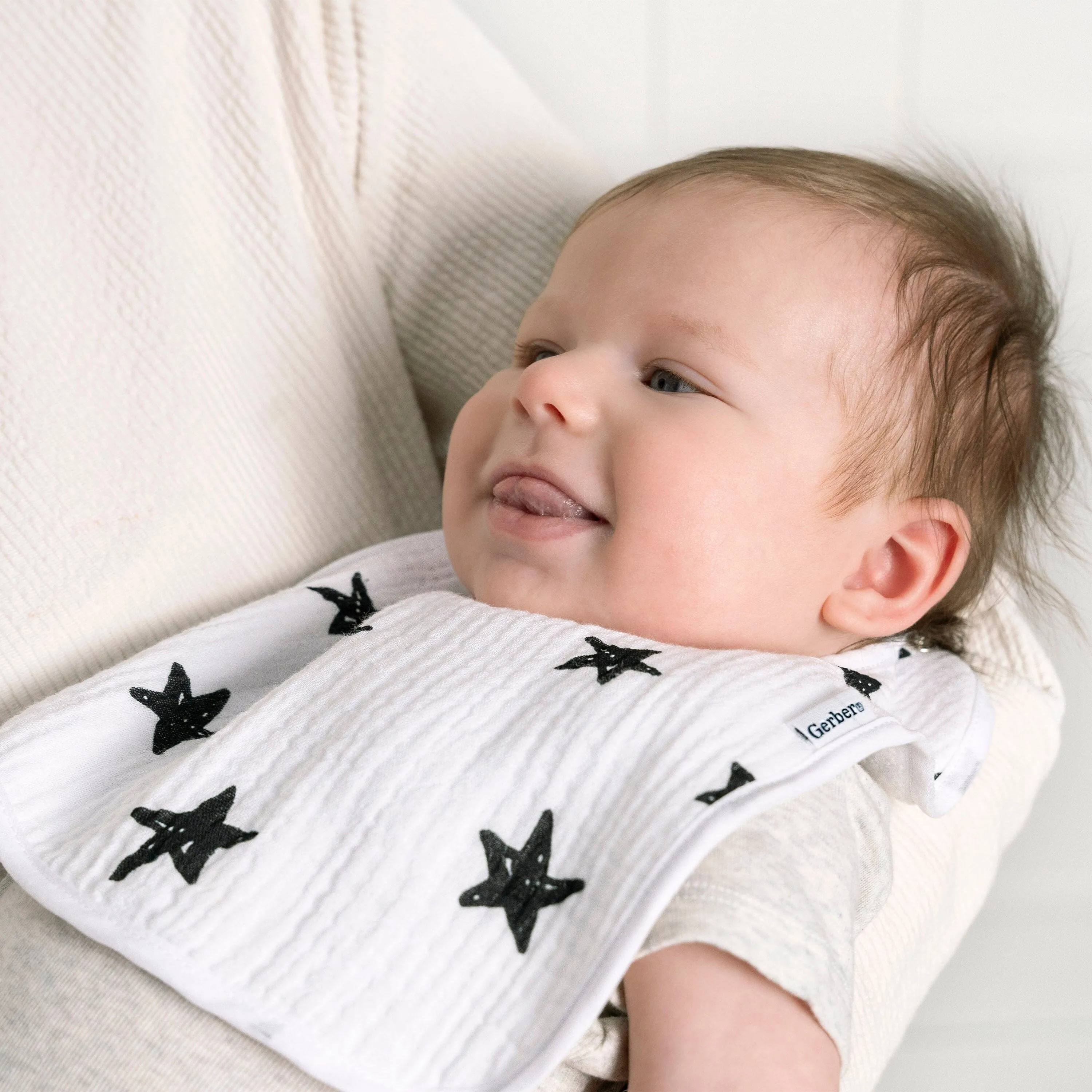 8-Pack Baby Neutral Black & White Muslin Drooling  Bibs Gerber Childrenswea