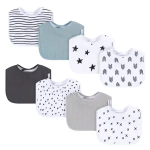 8-Pack Baby Neutral Black & White Muslin Drooling  Bibs Gerber Childrenswea