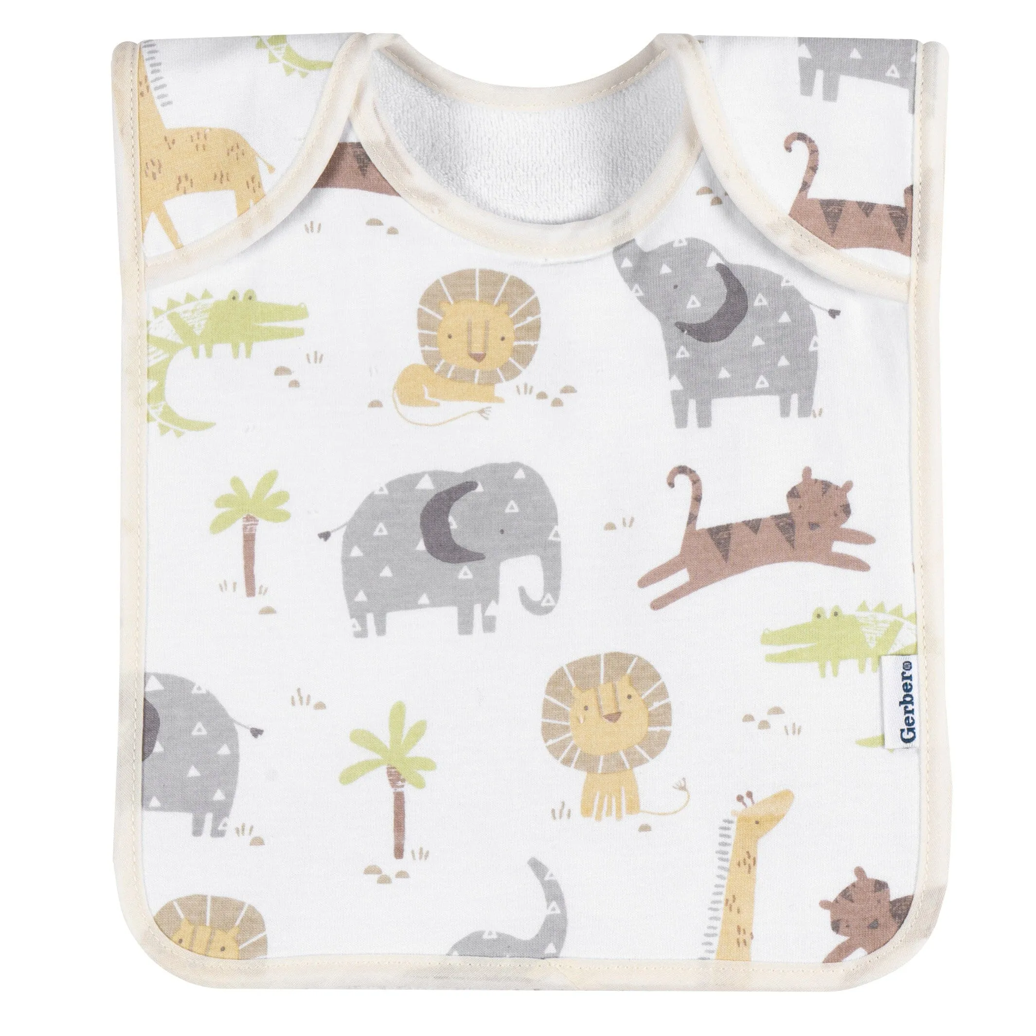 8-Pack Baby Neutral Safari Jersey Lap Shoulder Bibs Gerber Childrenswea
