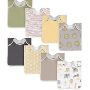 8-Pack Baby Neutral Safari Jersey Lap Shoulder Bibs Gerber Childrenswea