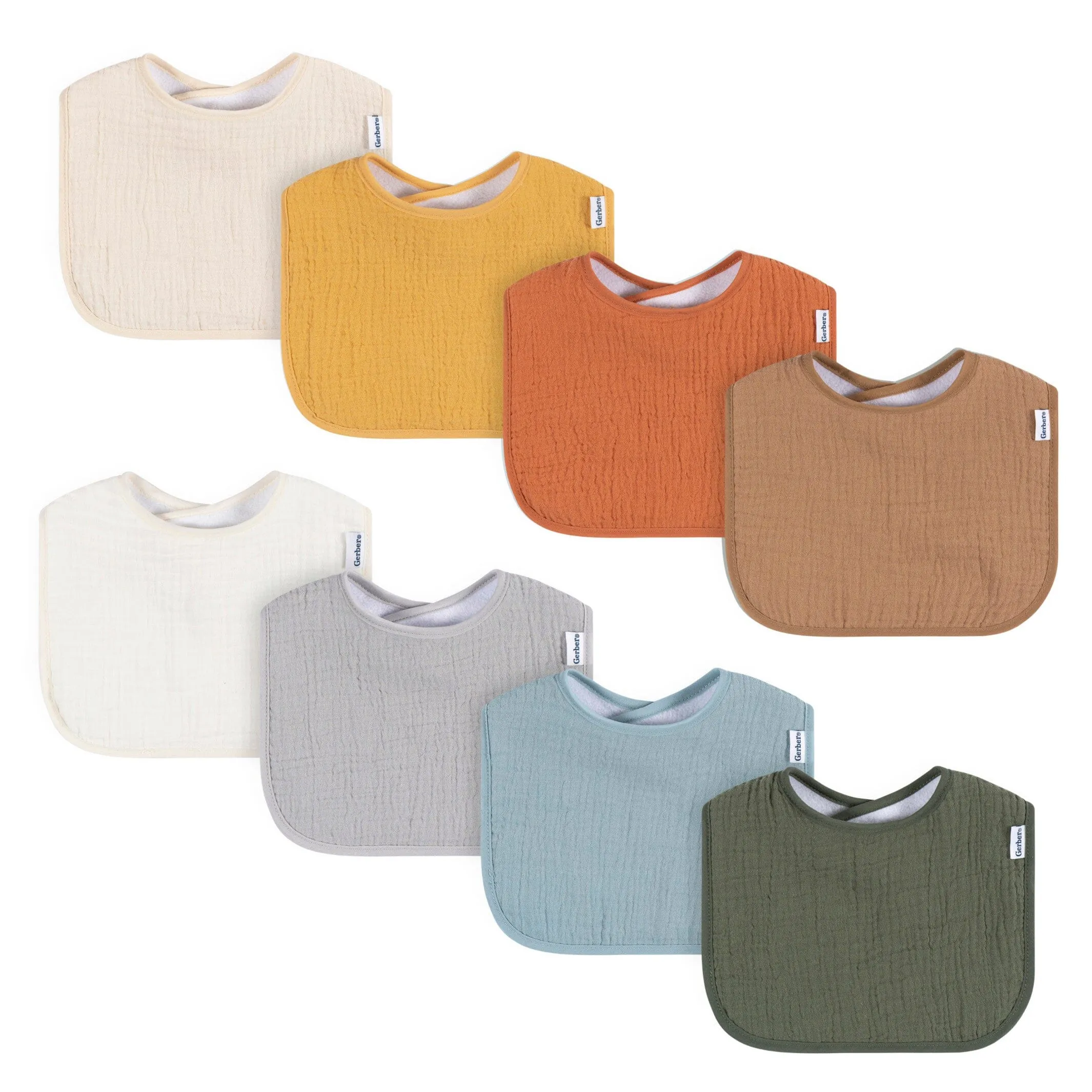 8-Pack Baby Neutral Warm Shades Muslin Drooling Bibs Gerber Childrenswea