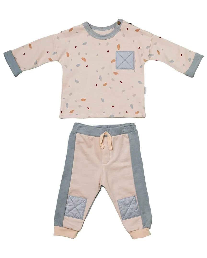 Andywawa Leaf Print Colorblocked Pocket Outfit