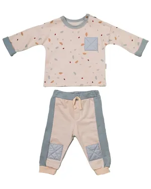 Andywawa Leaf Print Colorblocked Pocket Outfit