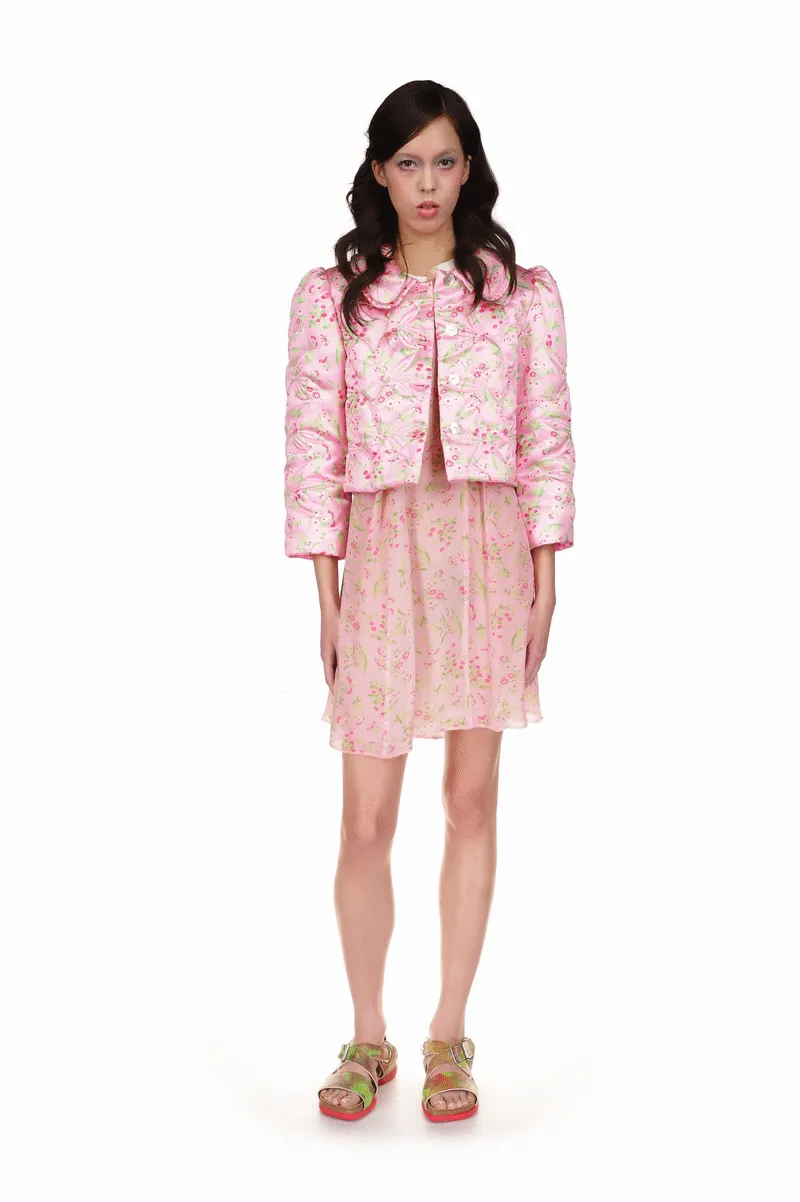 Arcadia Blossom Quilted Satin Bed Jacket Annasui