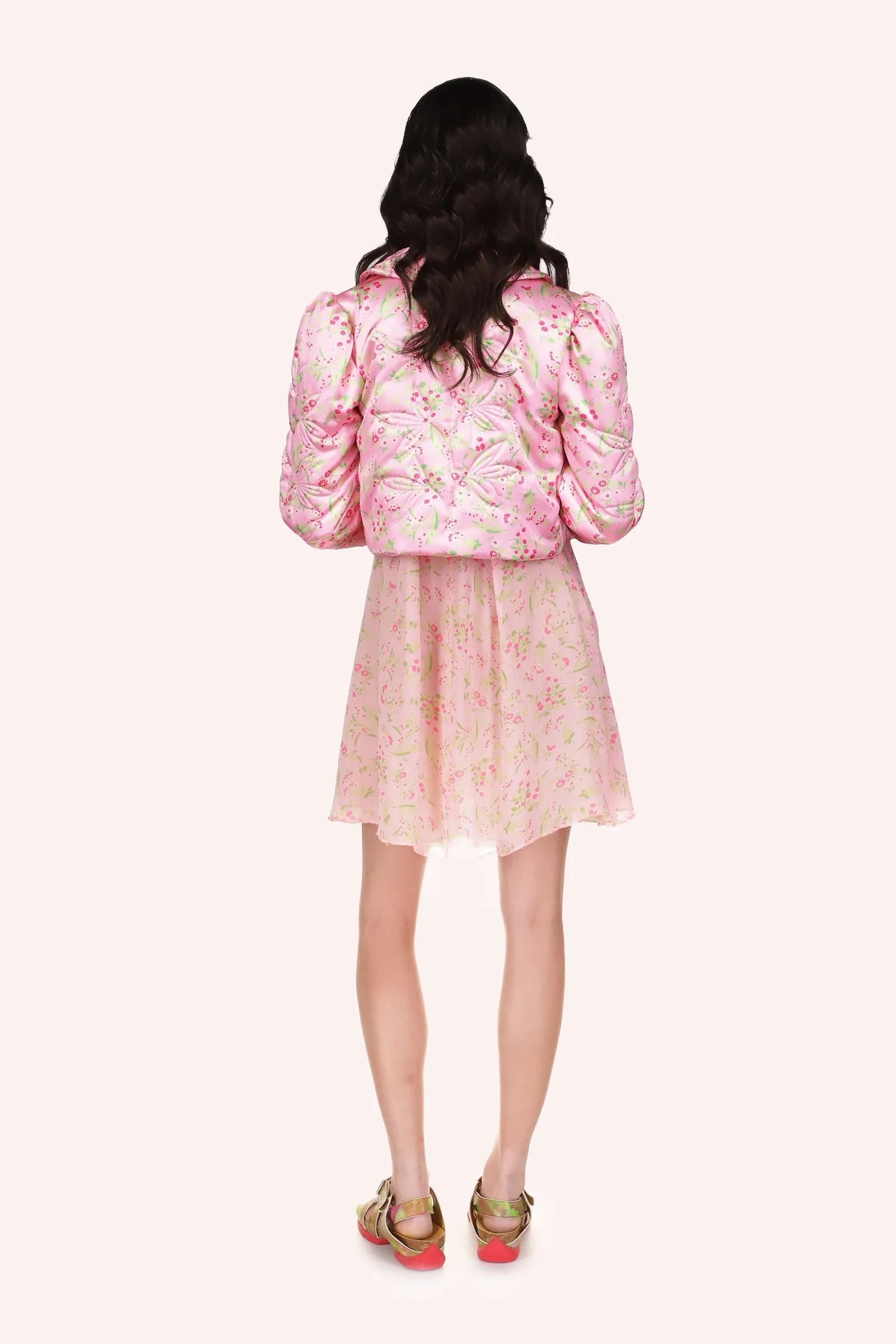 Arcadia Blossom Quilted Satin Bed Jacket Annasui