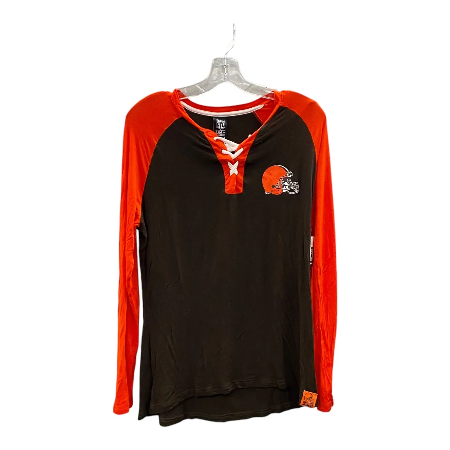 Athletic Top Ls Collar By Nfl In Orange, Size:L