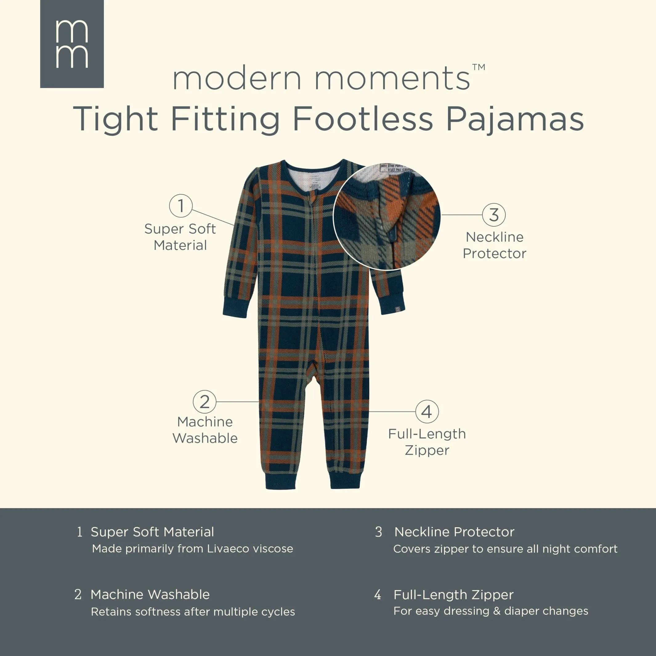 Baby & Toddler Boys Navy Plaid Hacci Footless Pajamas Gerber Childrenswea
