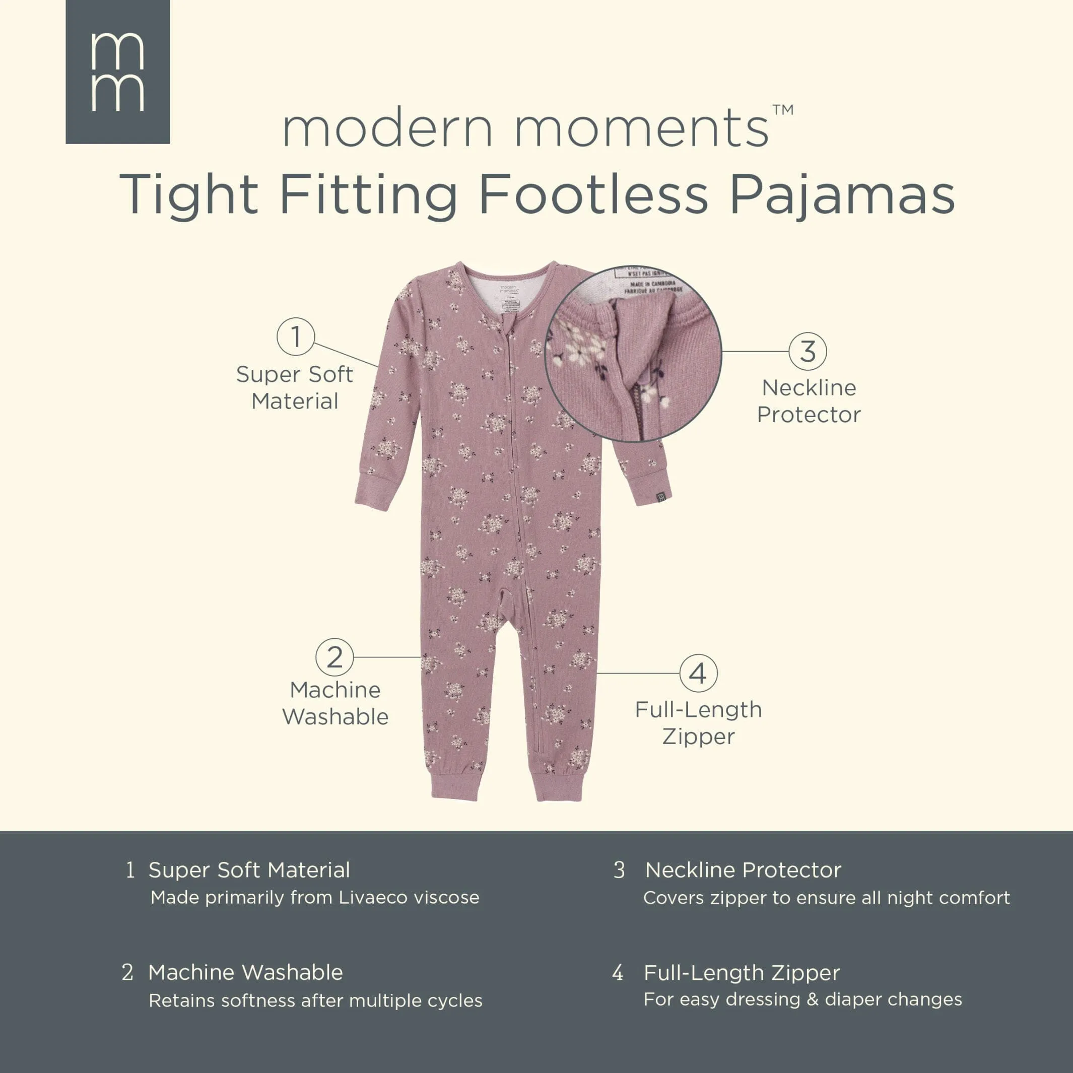 Baby & Toddler Girls Medium Lilac Posies Hacci Footless Pajamas Gerber Childrenswea