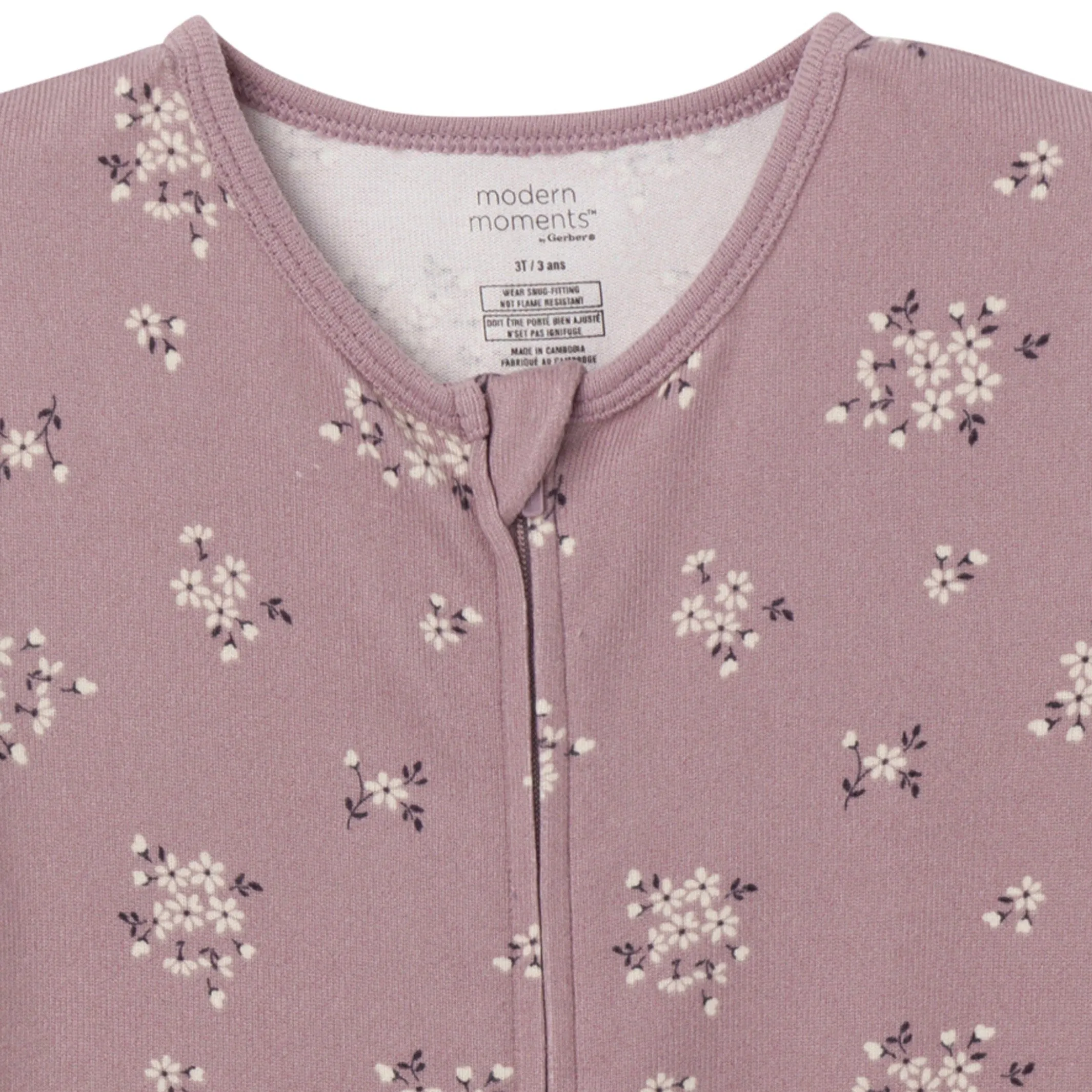 Baby & Toddler Girls Medium Lilac Posies Hacci Footless Pajamas Gerber Childrenswea