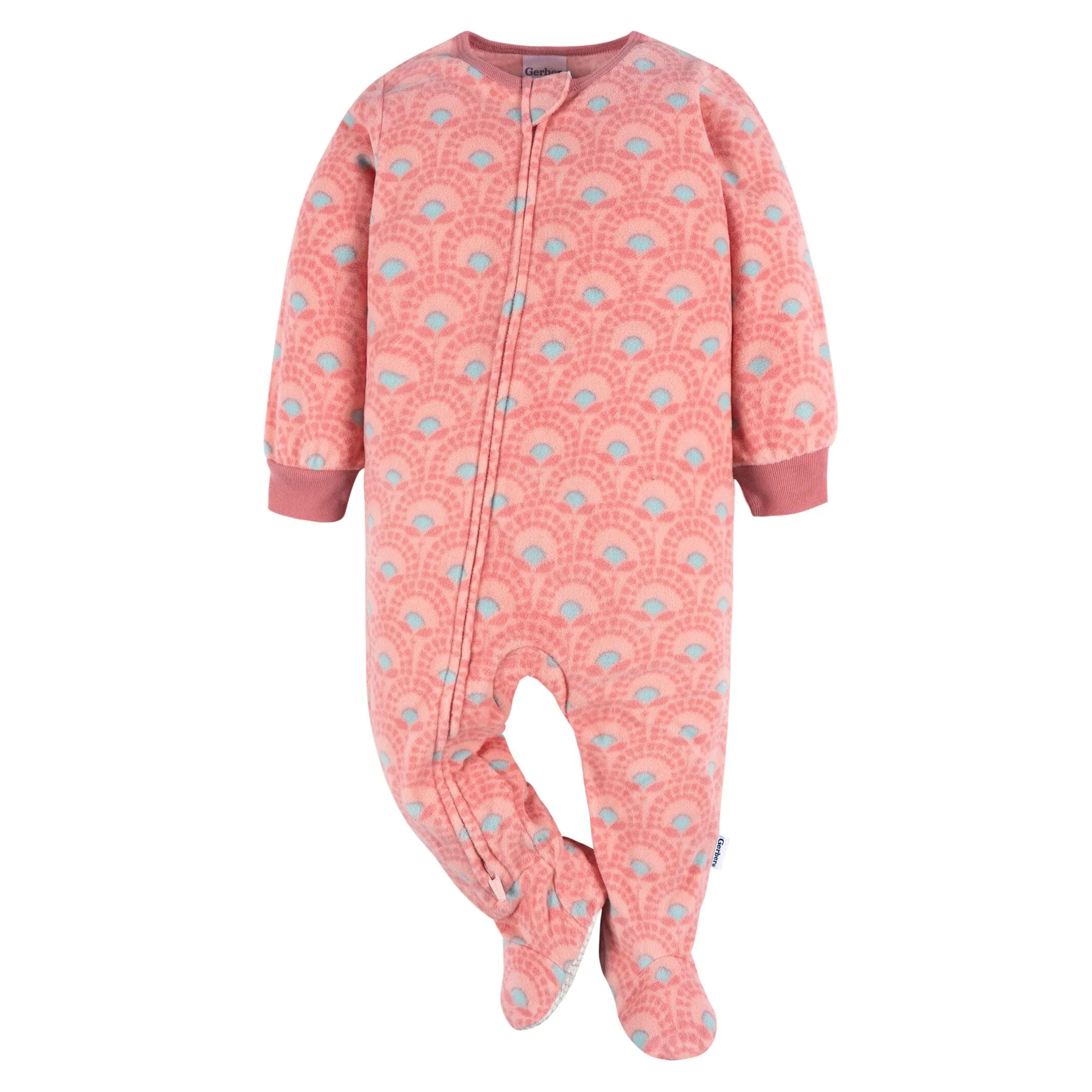 Baby & Toddler Girls Pink Geometric Footed Fleece Pajamas Gerber Childrenswea