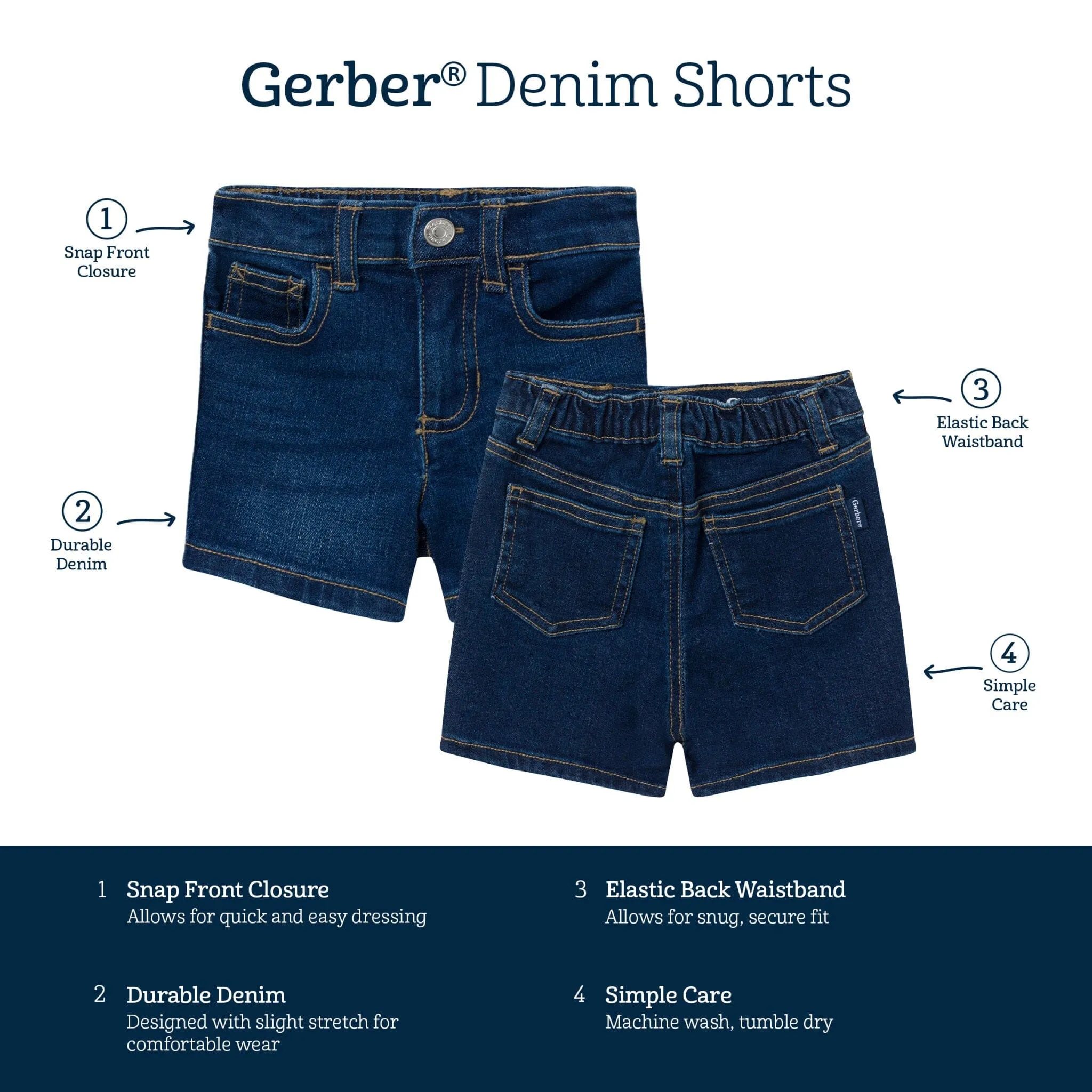 Baby & Toddler Neutral Dark Wash Denim Shorts Gerber Childrenswea