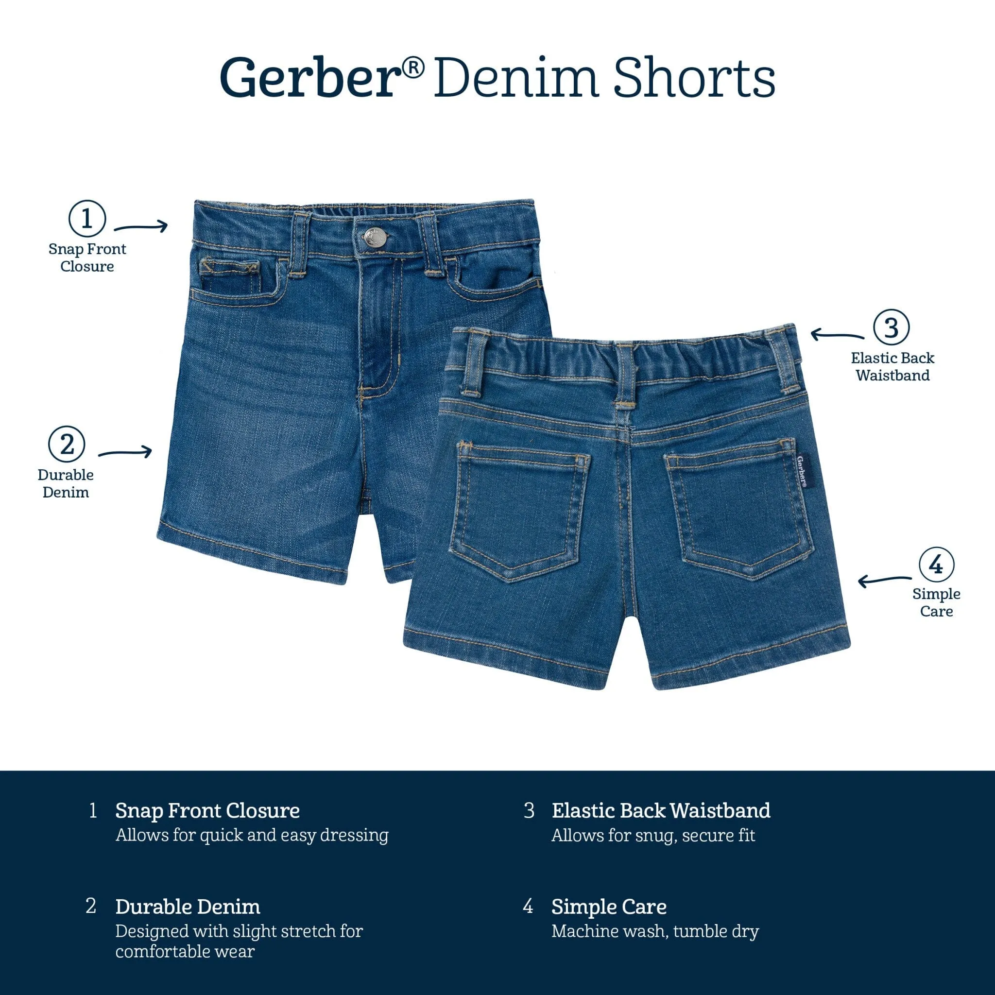 Baby & Toddler Neutral Light Wash Denim Shorts Gerber Childrenswea