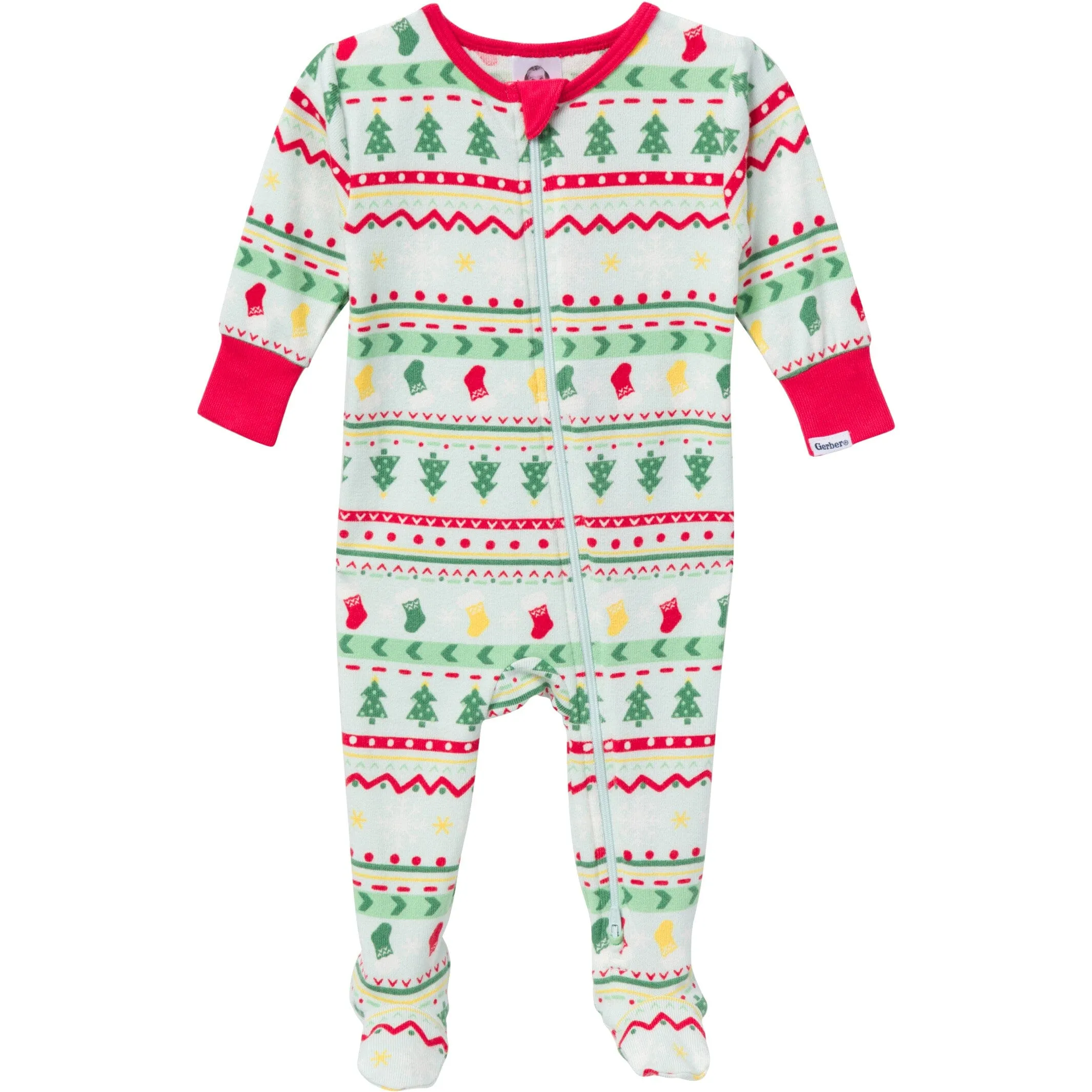 Baby & Toddler Neutral Oh What Fun Fair Isle Hacci Snug Fit Footed Pajamas Gerber Childrenswea
