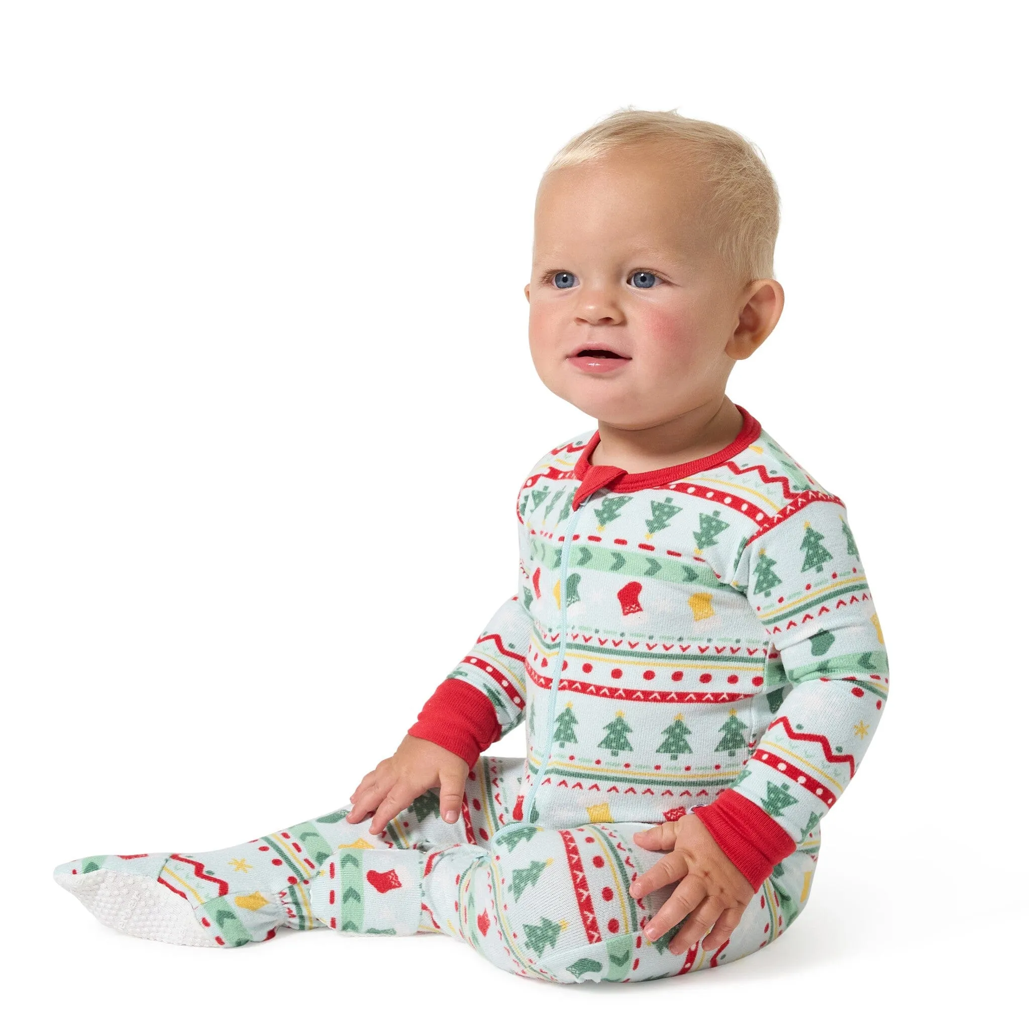 Baby & Toddler Neutral Oh What Fun Fair Isle Hacci Snug Fit Footed Pajamas Gerber Childrenswea