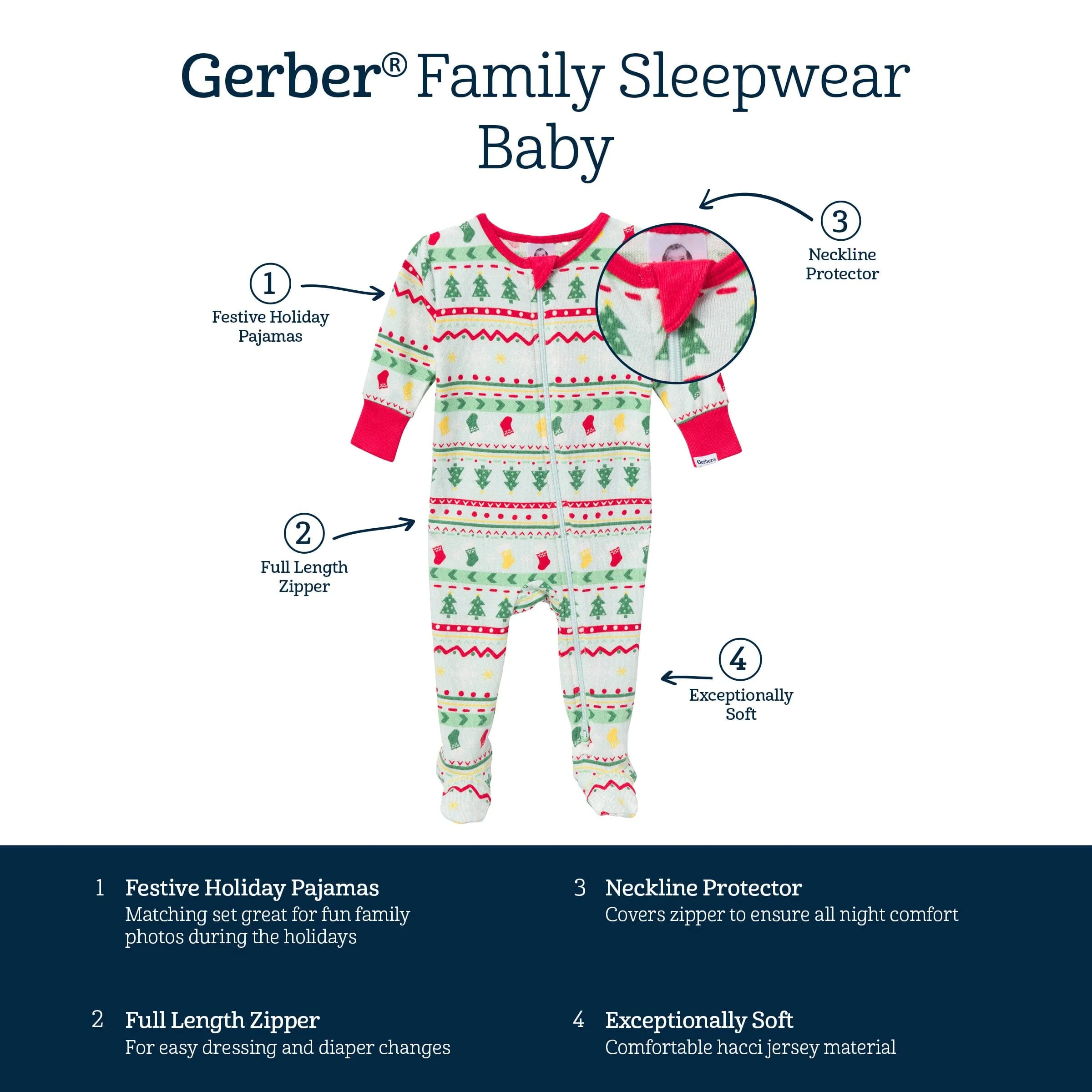 Baby & Toddler Neutral Oh What Fun Fair Isle Hacci Snug Fit Footed Pajamas Gerber Childrenswea