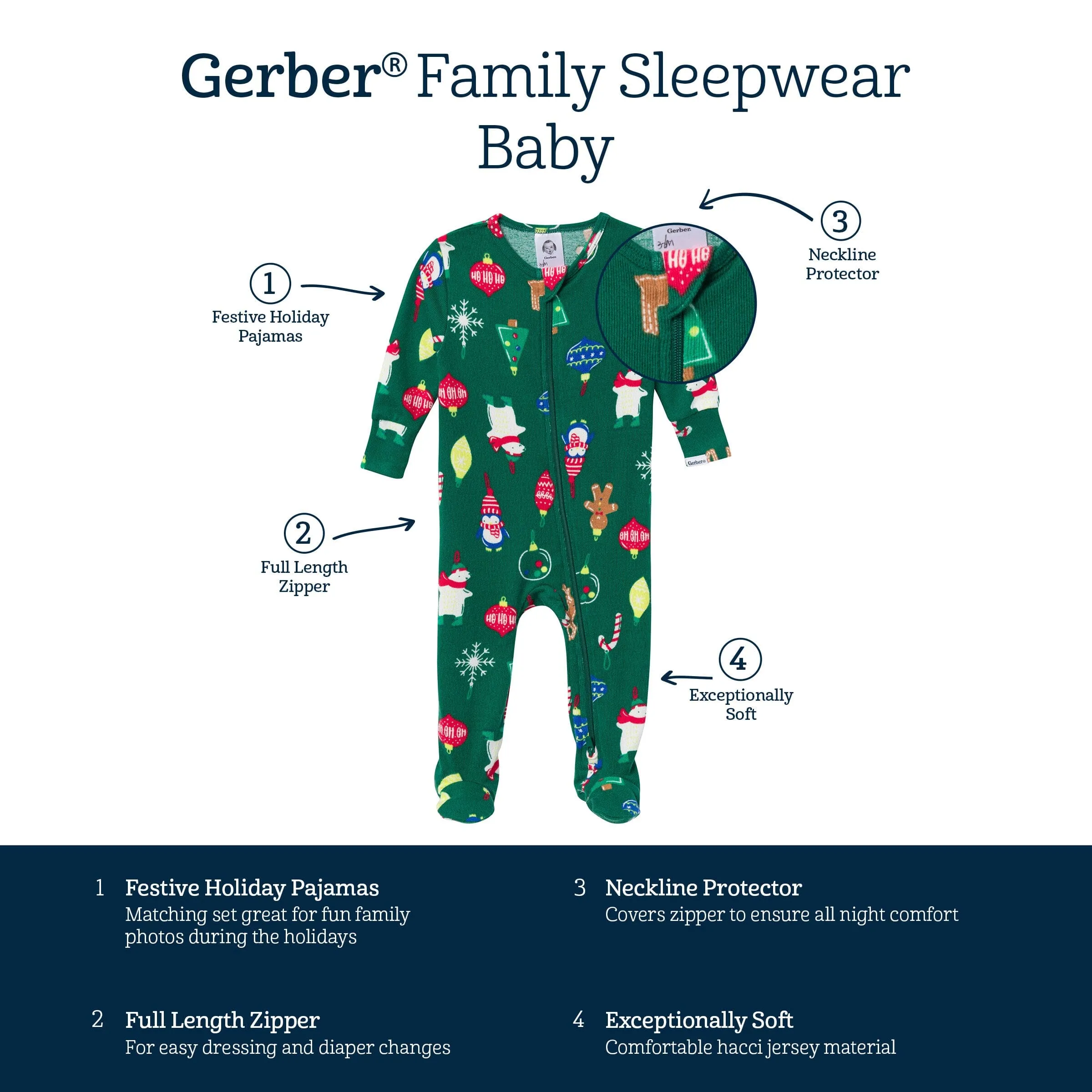 Baby & Toddler Neutral Ornaments Snug Fit Footed Pajamas Gerber Childrenswea