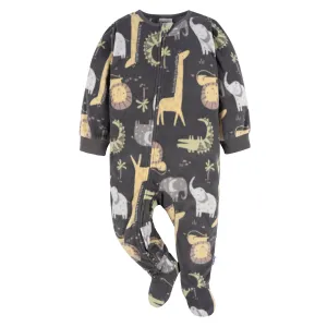 Baby & Toddler Neutral Safari Animals Footed Fleece Pajamas Gerber Childrenswea