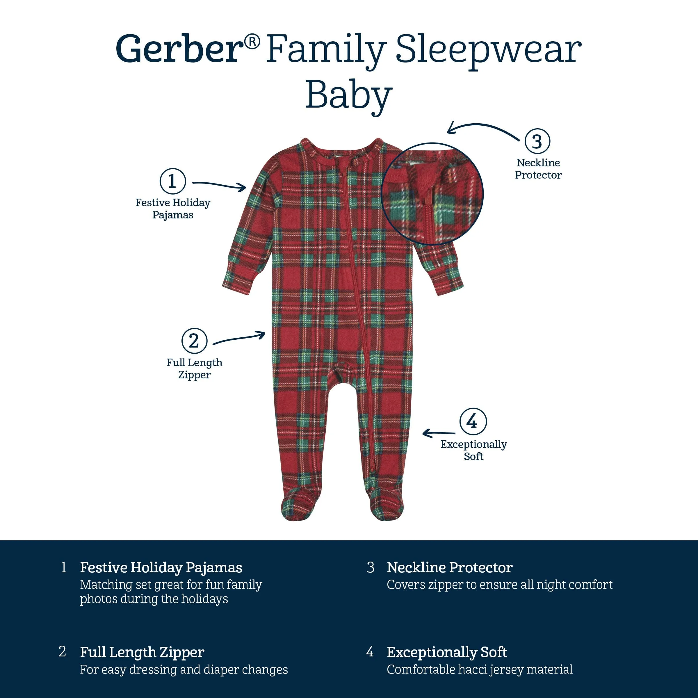 Baby & Toddler Neutral Stewart Plaid Hacci Snug Fit Footed Pajamas Gerber Childrenswea