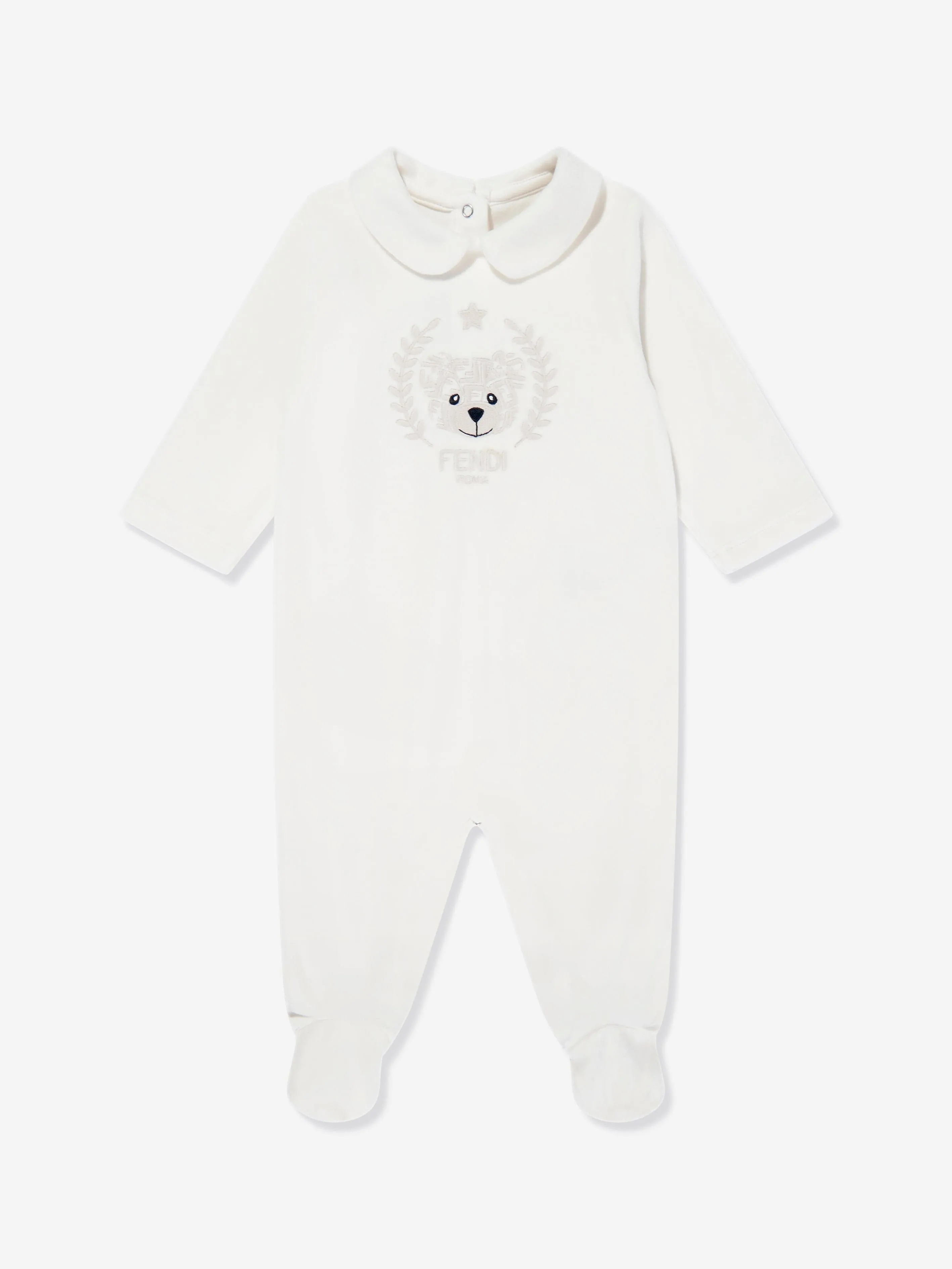 Baby Bear Chenille Babygrow Set in White