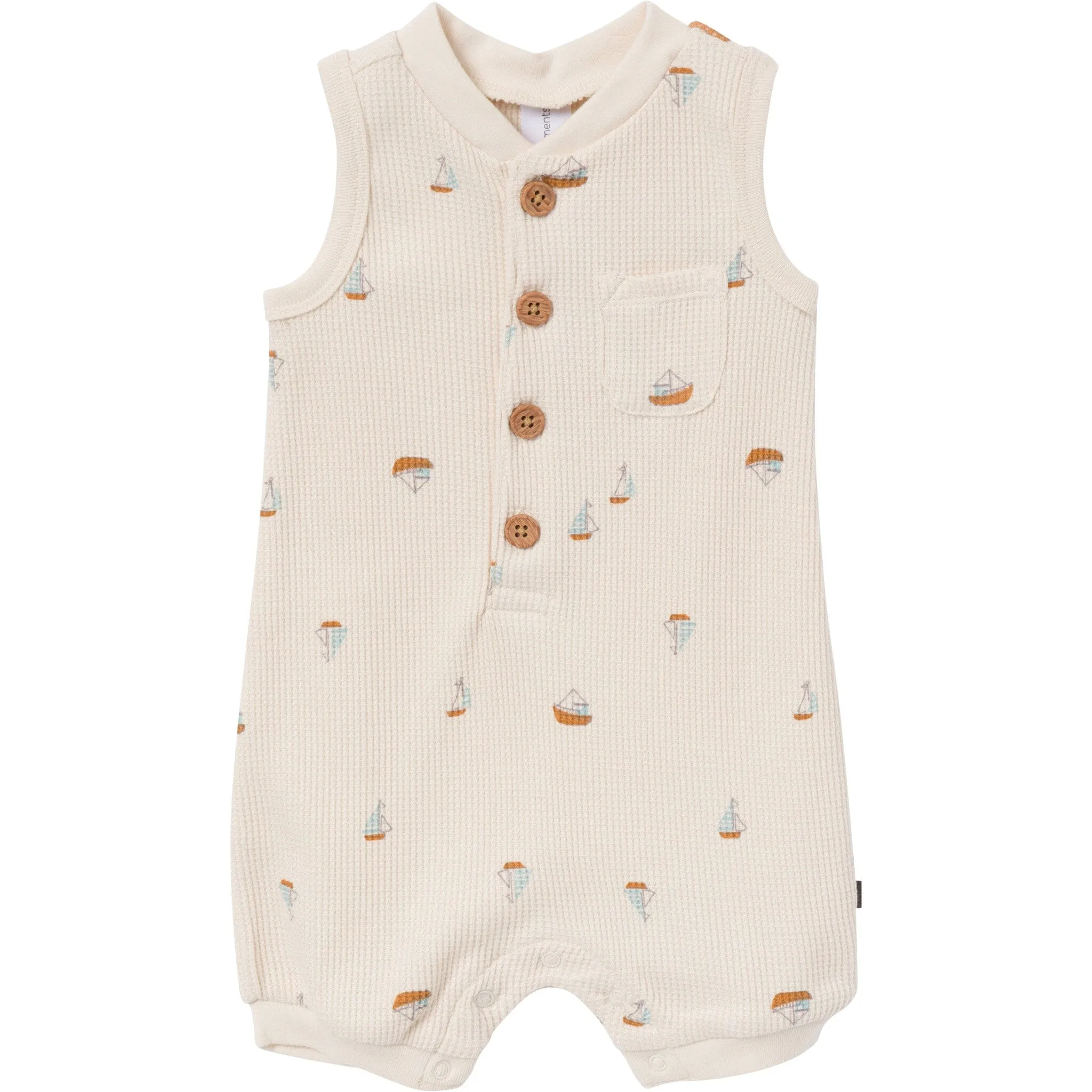 Baby Boys Beige Sailboat Sleeveless Romper Gerber Childrenswea