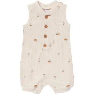 Baby Boys Beige Sailboat Sleeveless Romper Gerber Childrenswea