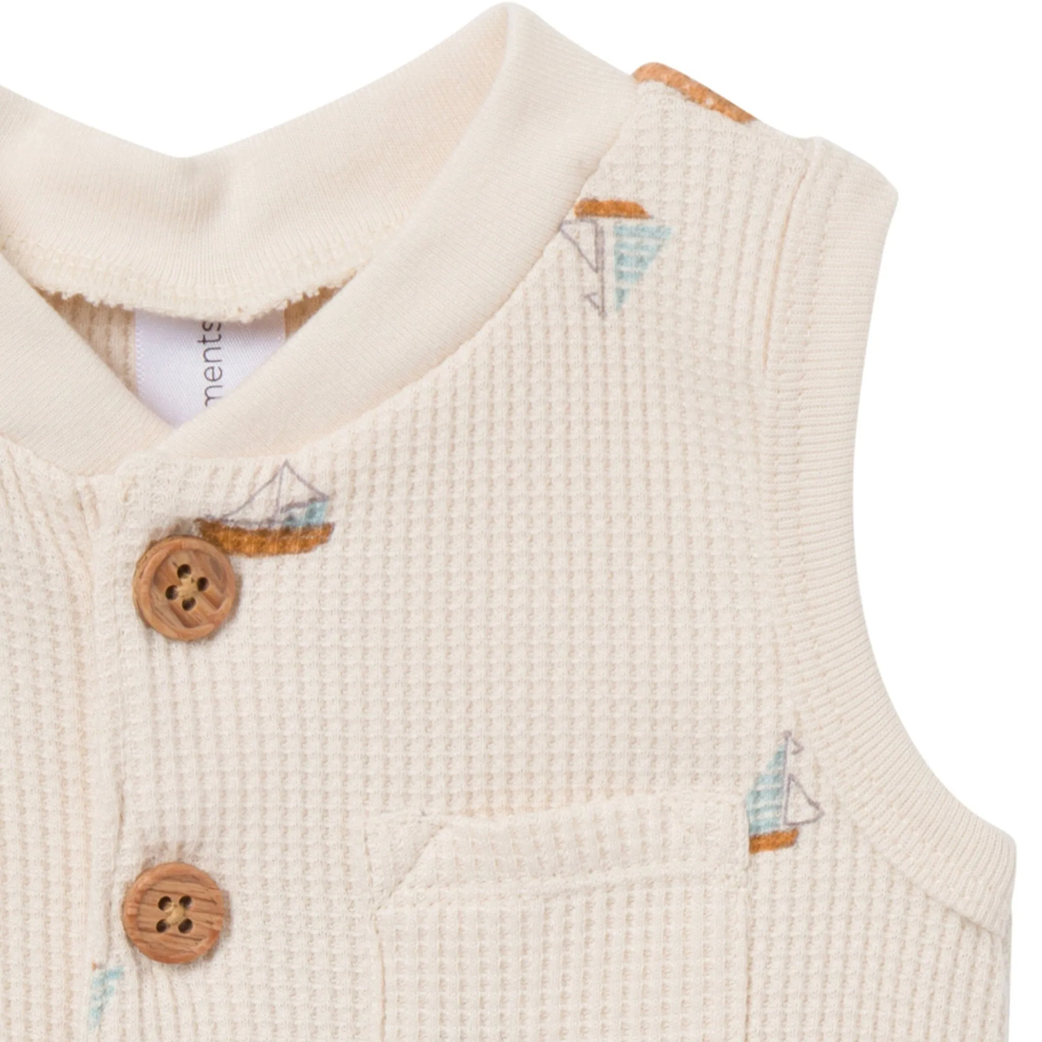 Baby Boys Beige Sailboat Sleeveless Romper Gerber Childrenswea