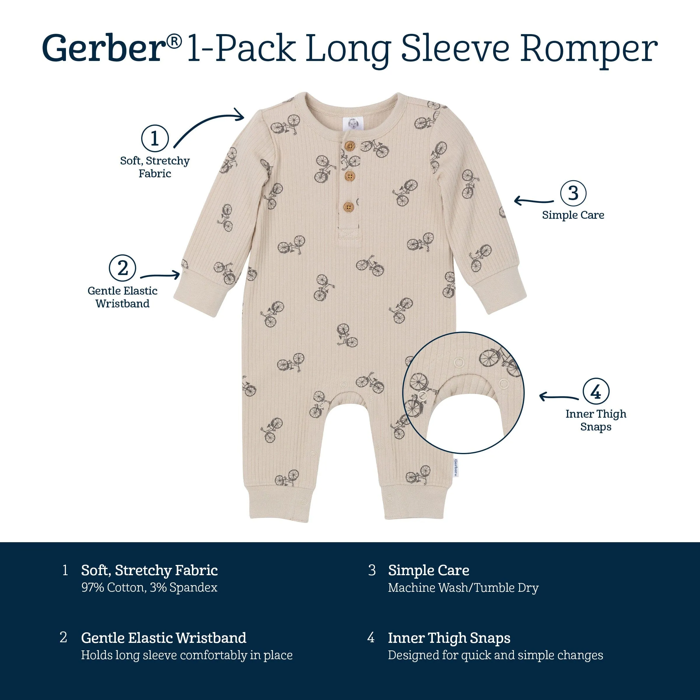 Baby Boys Bicycles Romper Gerber Childrenswea