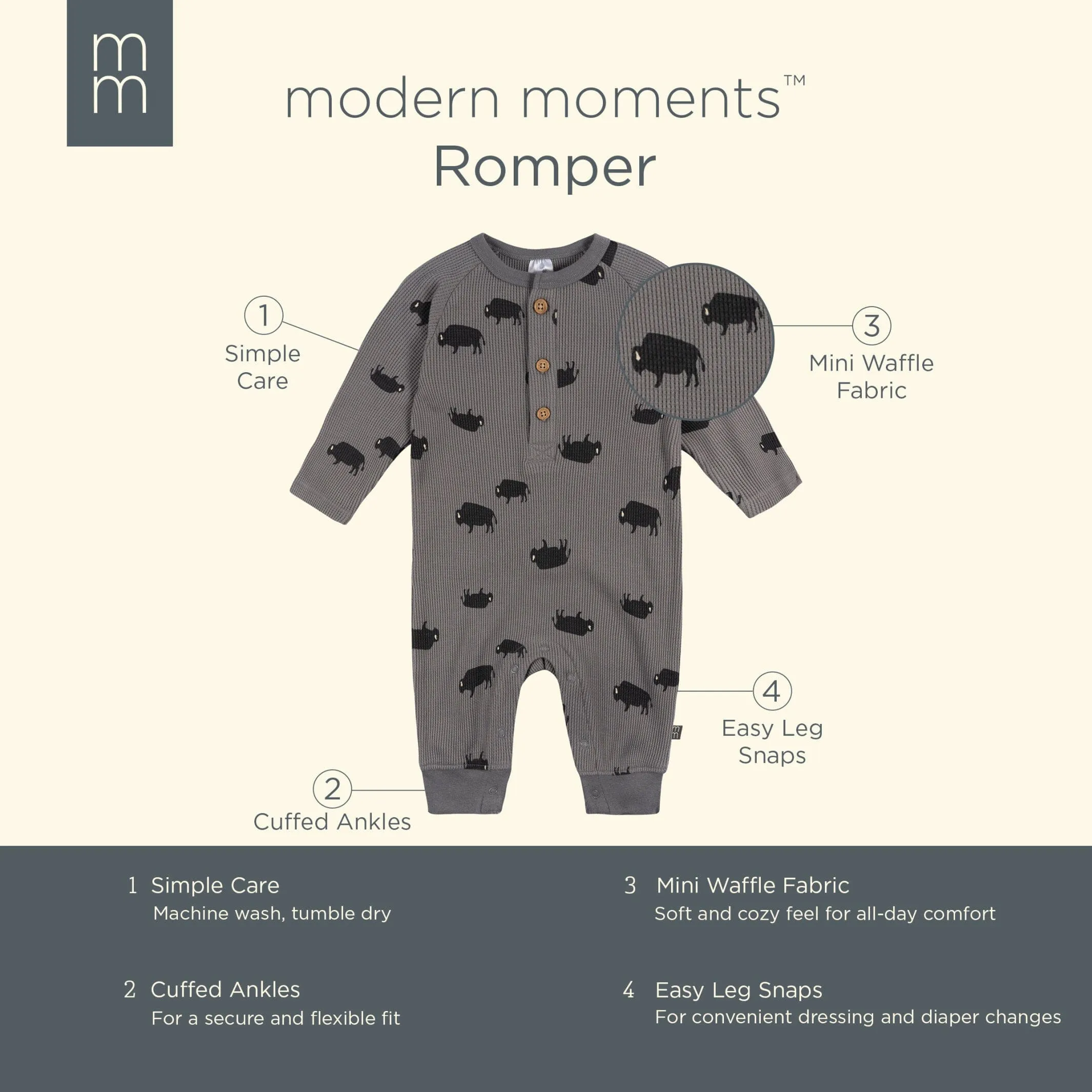 Baby Boys Buffalo Waffle Romper Gerber Childrenswea
