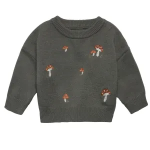 Baby Boys Dark Green Embroidered Mushrooms Sweater Gerber Childrenswea