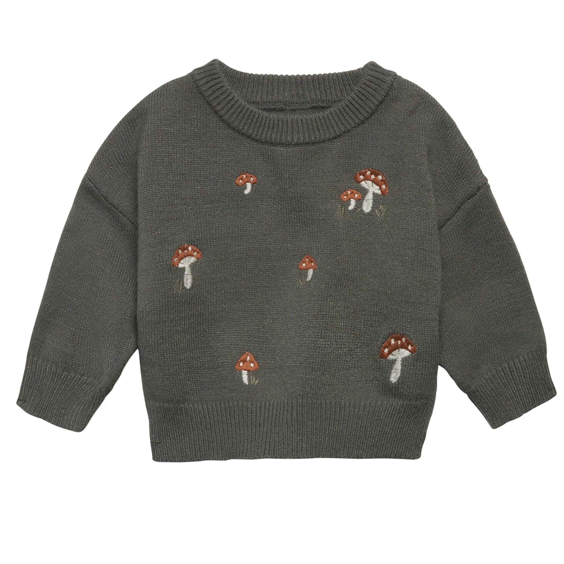Baby Boys Dark Green Embroidered Mushrooms Sweater Gerber Childrenswea