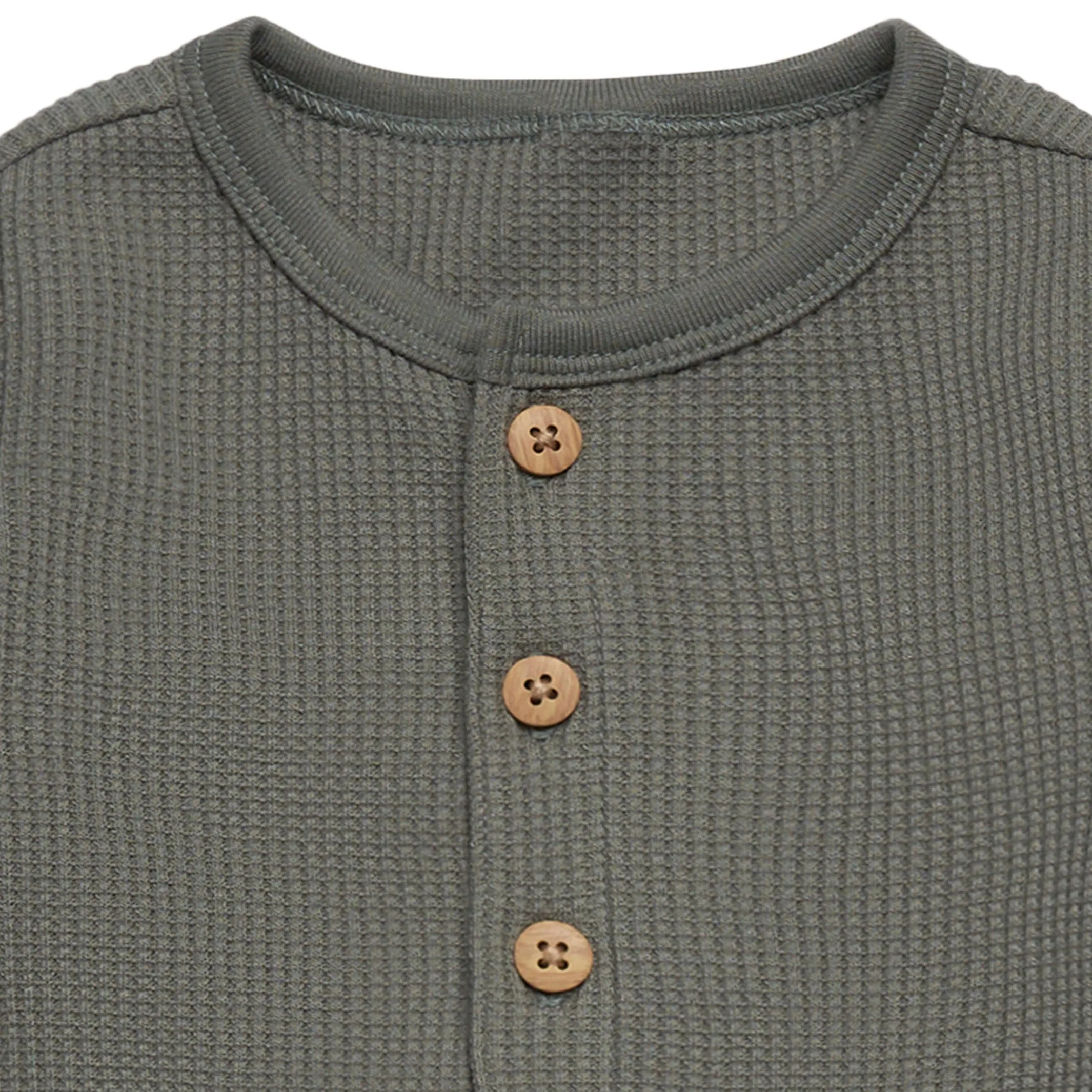 Baby Boys Dark Green Kangaroo Pocket Waffle Romper Gerber Childrenswea