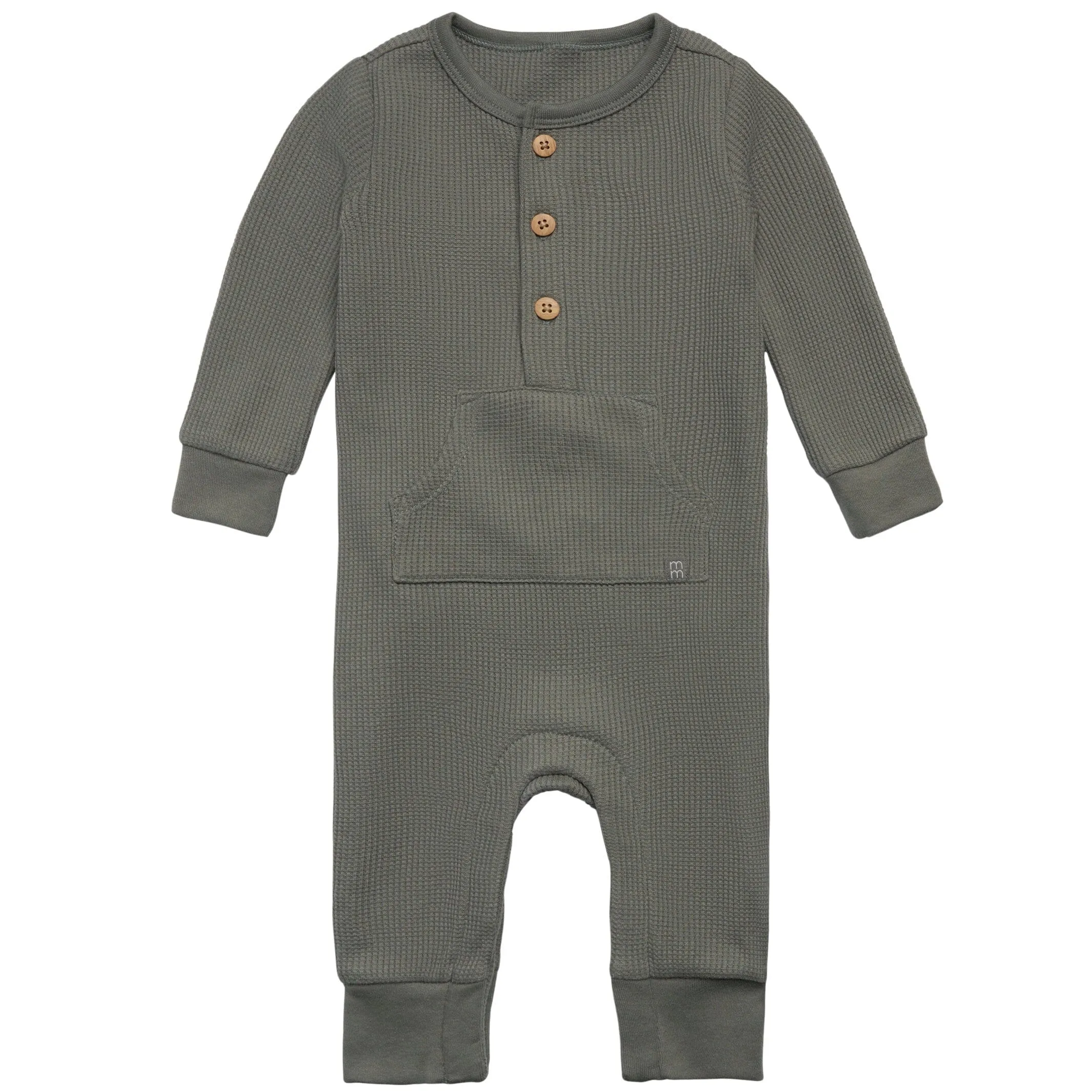 Baby Boys Dark Green Kangaroo Pocket Waffle Romper Gerber Childrenswea