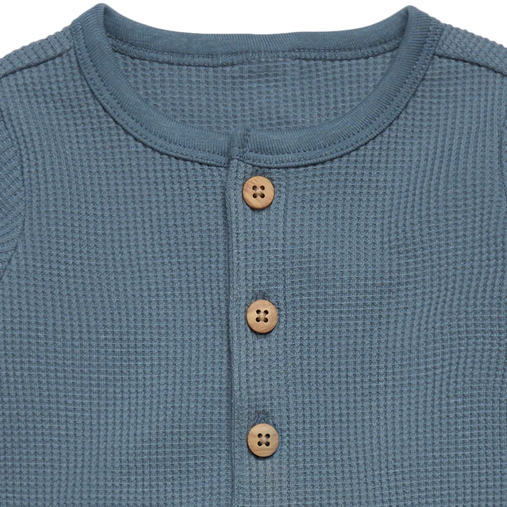 Baby Boys Medium Blue Kangaroo Pocket Waffle Romper Gerber Childrenswea
