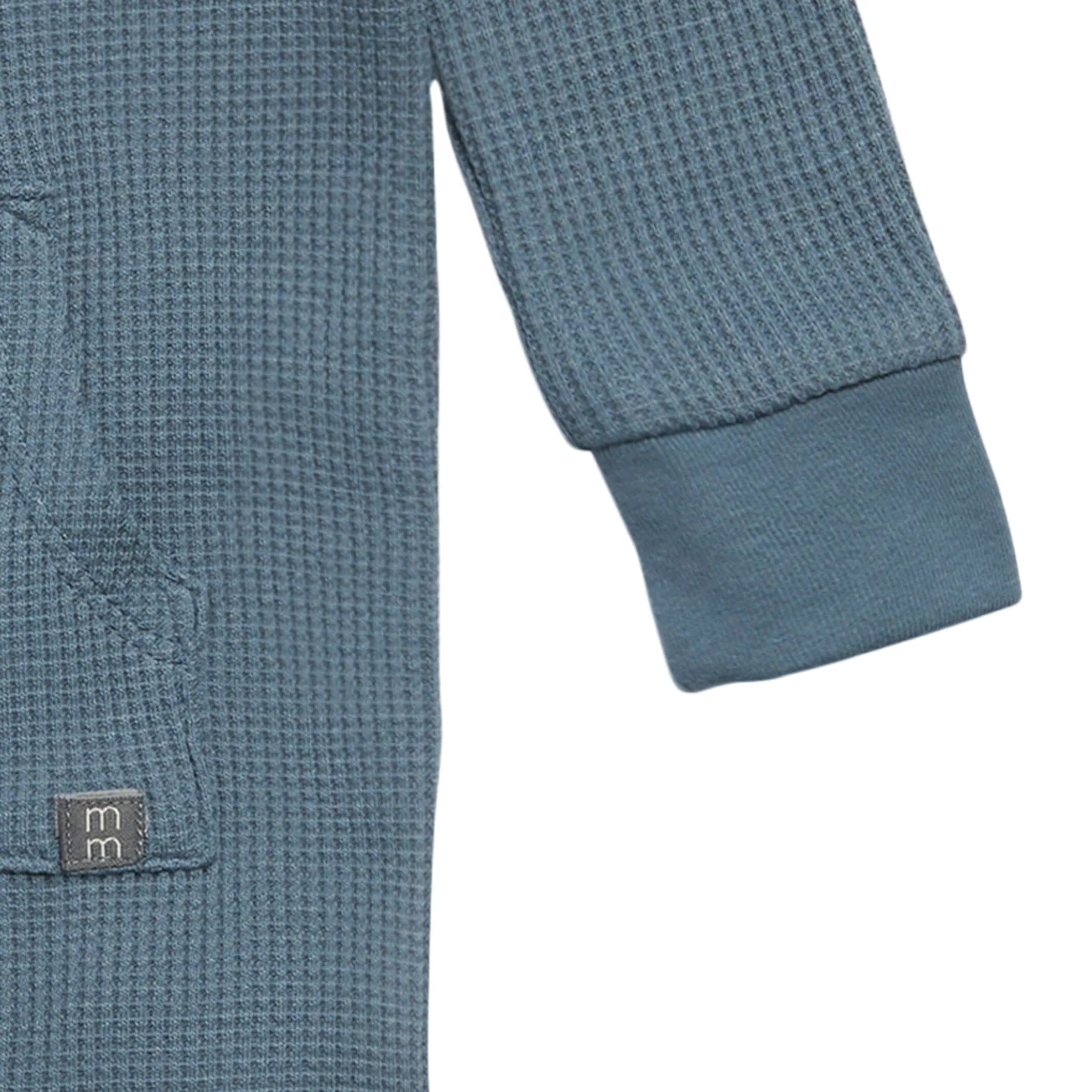 Baby Boys Medium Blue Kangaroo Pocket Waffle Romper Gerber Childrenswea