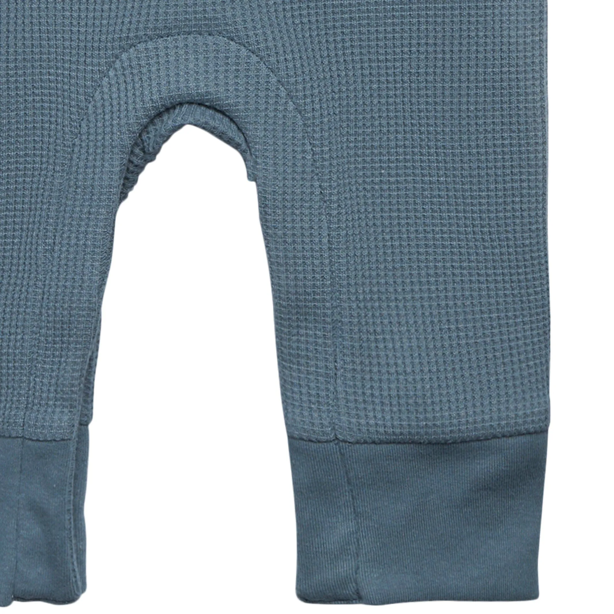 Baby Boys Medium Blue Kangaroo Pocket Waffle Romper Gerber Childrenswea