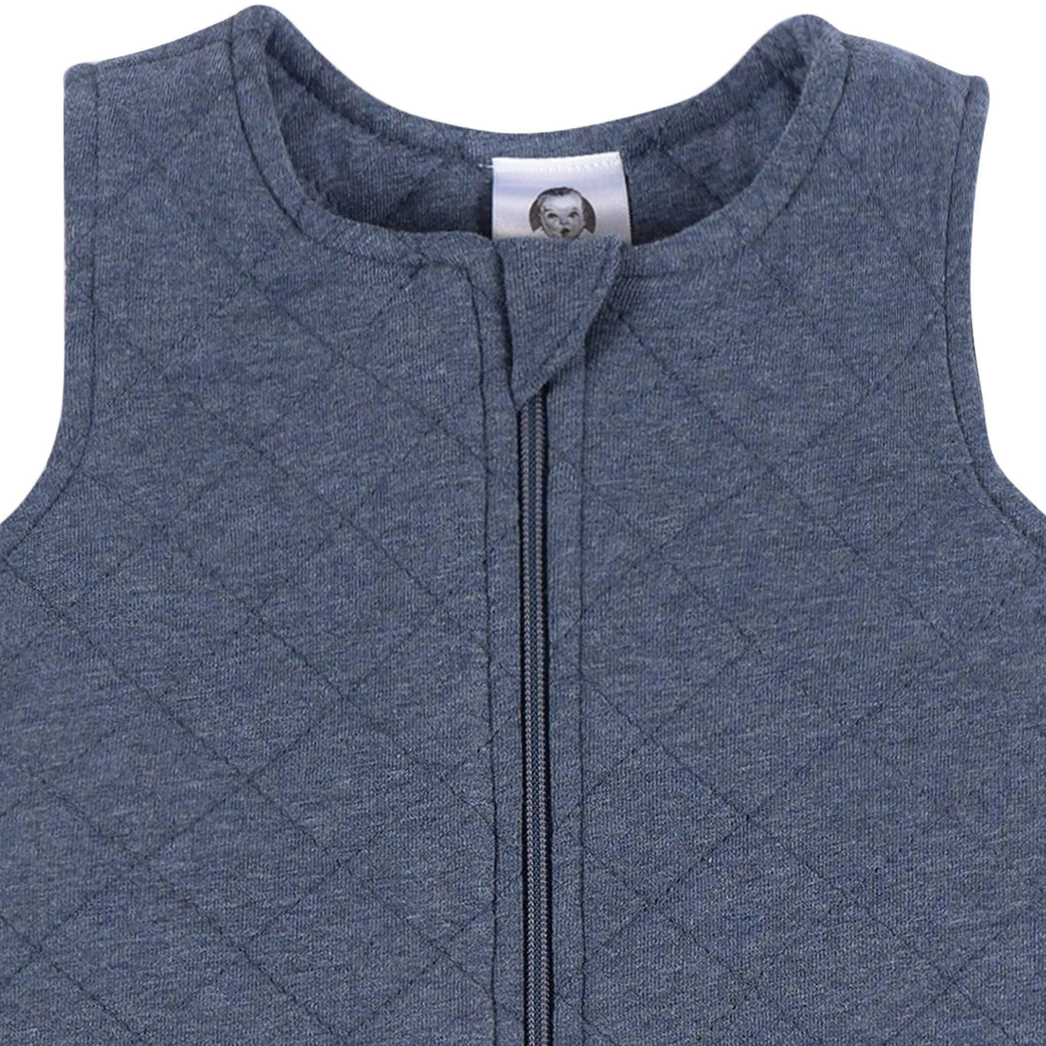 Baby Boys Navy Heather Quilted Jersey Wearable Blanket Gerber Childrenswea