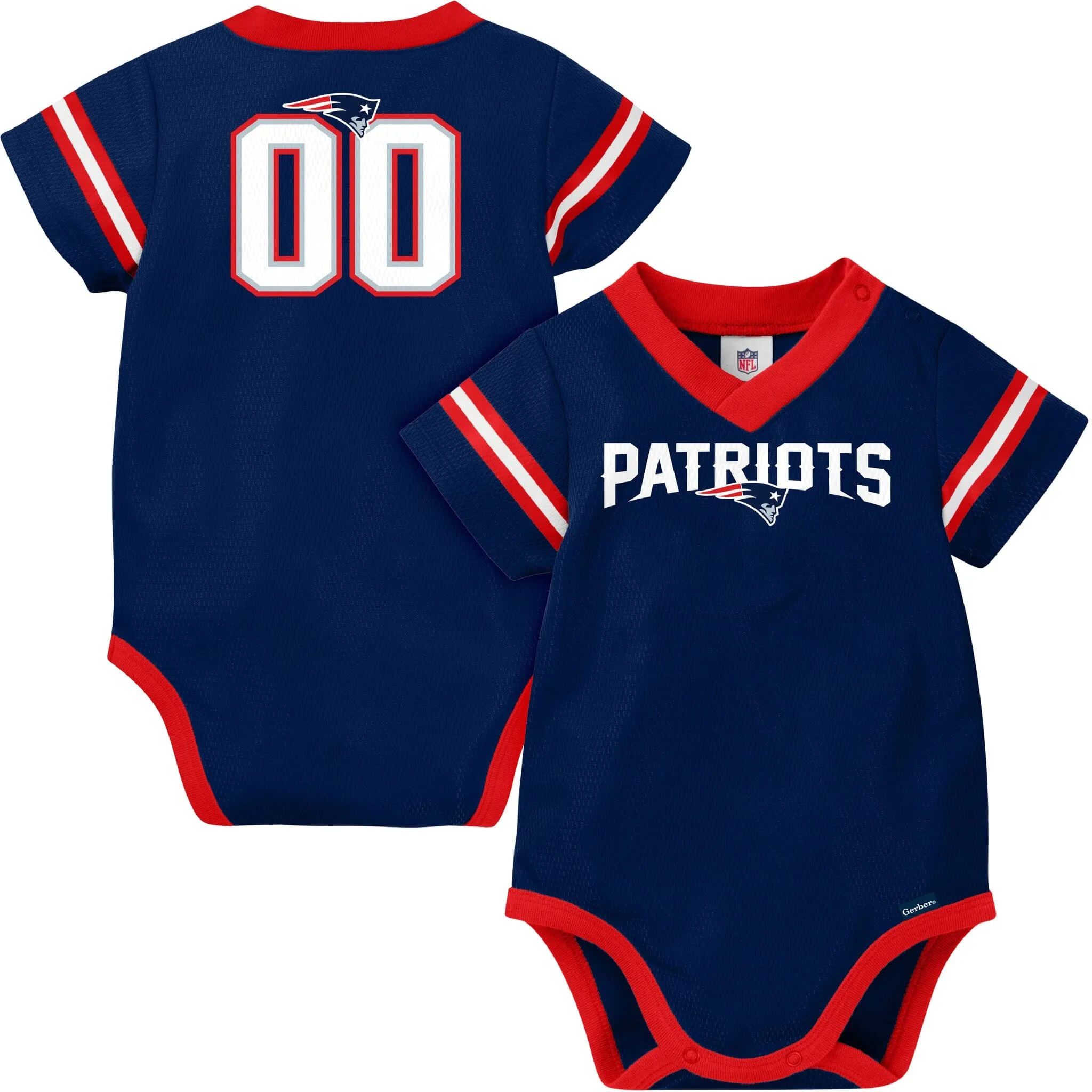 Baby Boys New England Patriots Short Sleeve Jersey Bodysuit Gerber Childrenswea