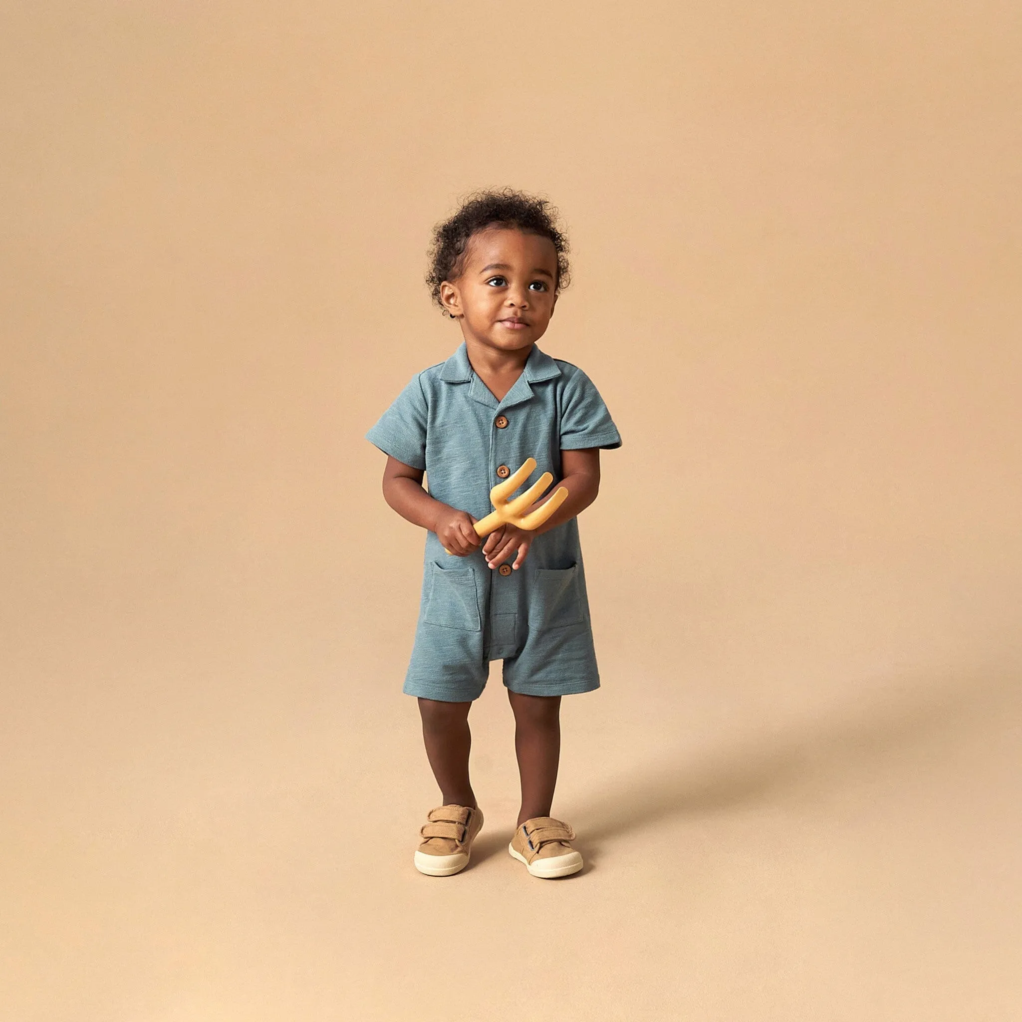 Baby Boys Teal Collared Short Sleeve Romper Gerber Childrenswea
