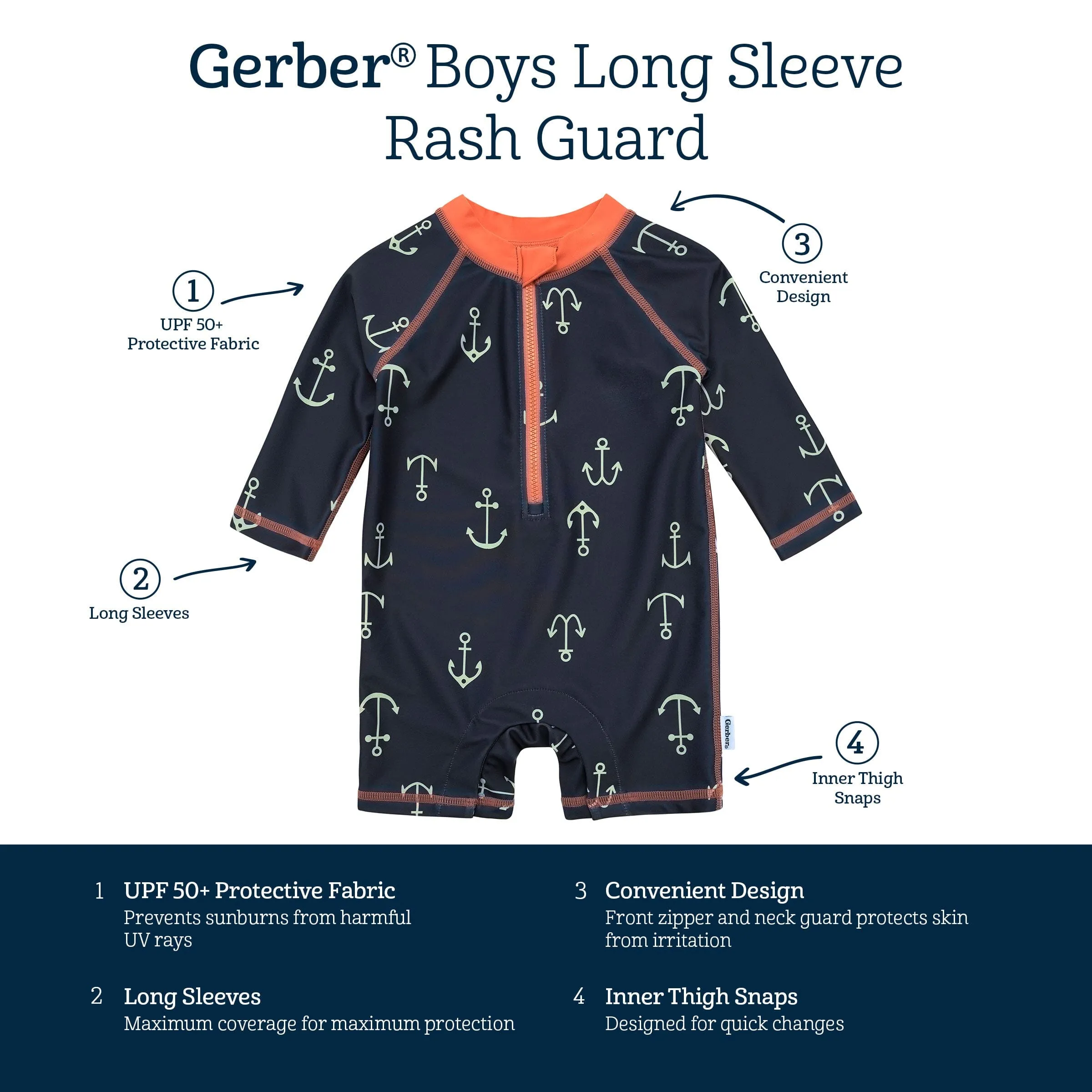 Baby Boys UPF 50  Anchors Rash Guard Gerber Childrenswea