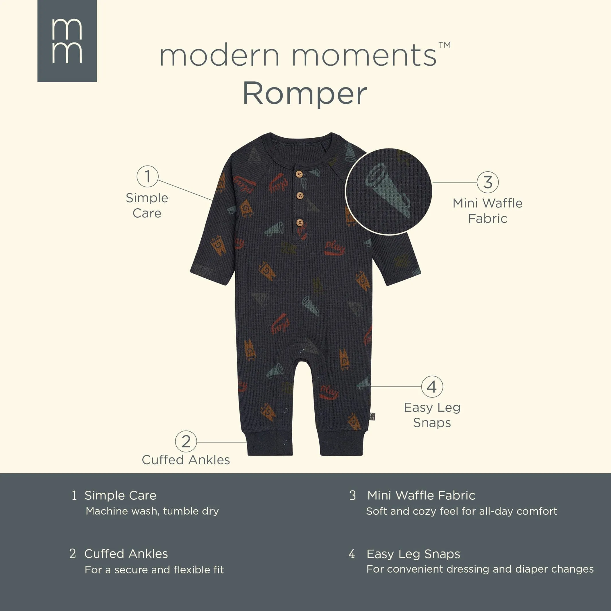 Baby Boys Varsity Waffle Romper Gerber Childrenswea